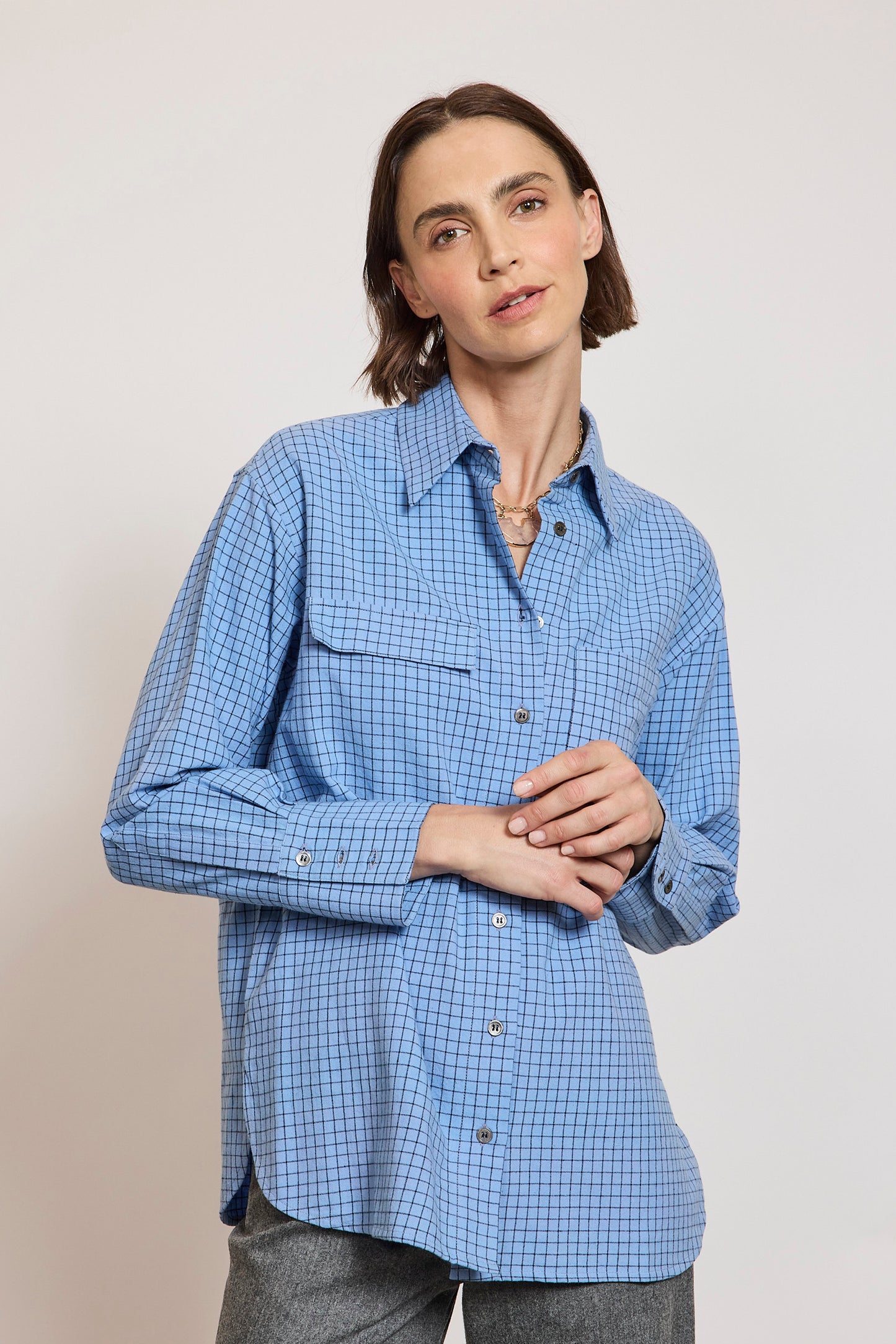 CHEMISE POCHES OVERSIZE CARREAUX