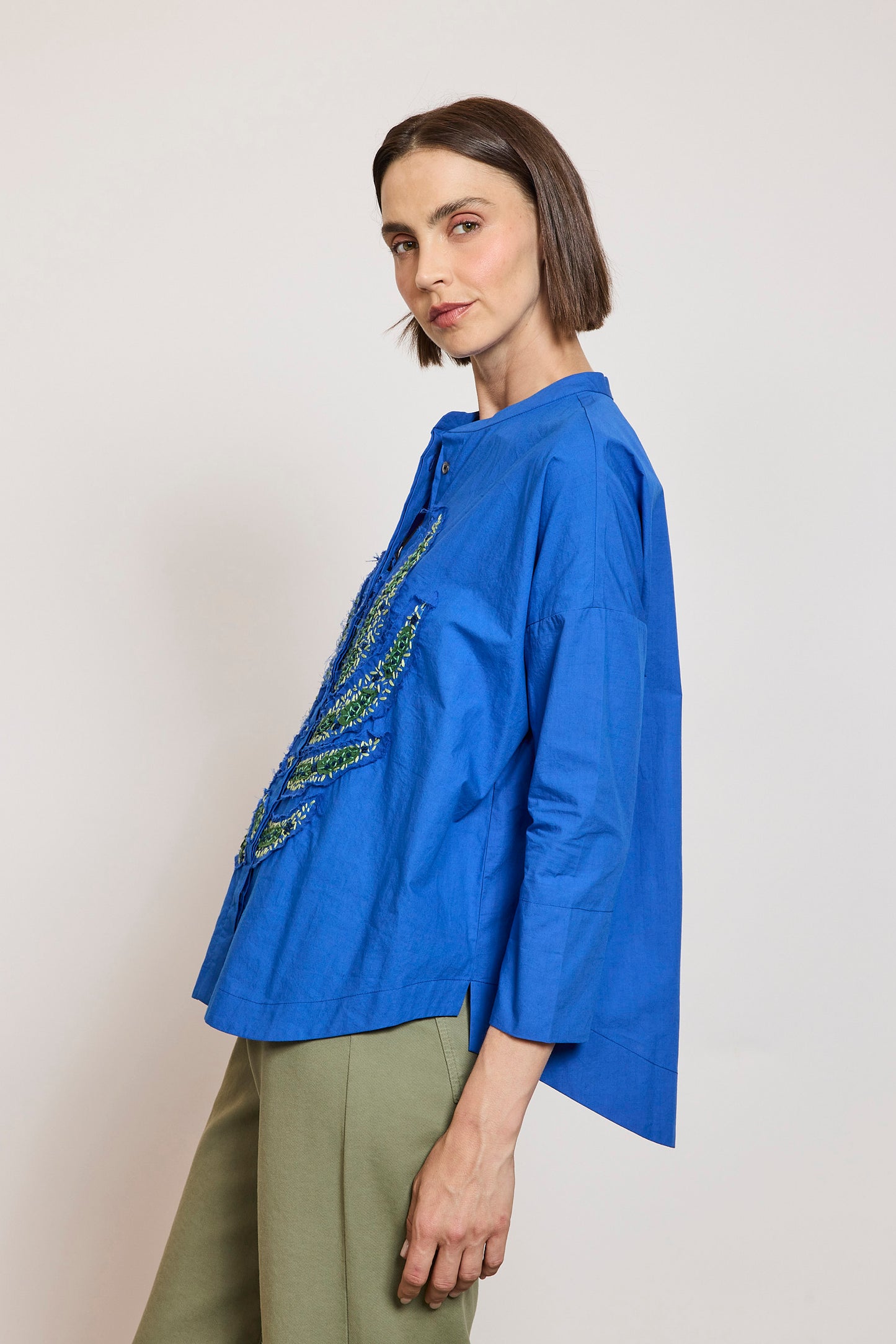 CHEMISE BRODÉE ABORIGÈNE INDIGO