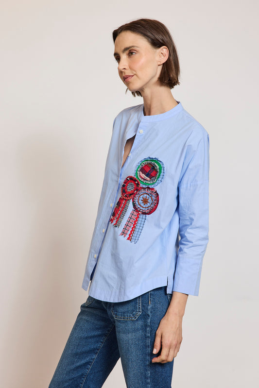 CHEMISE BRODÉE COCARDE CIEL