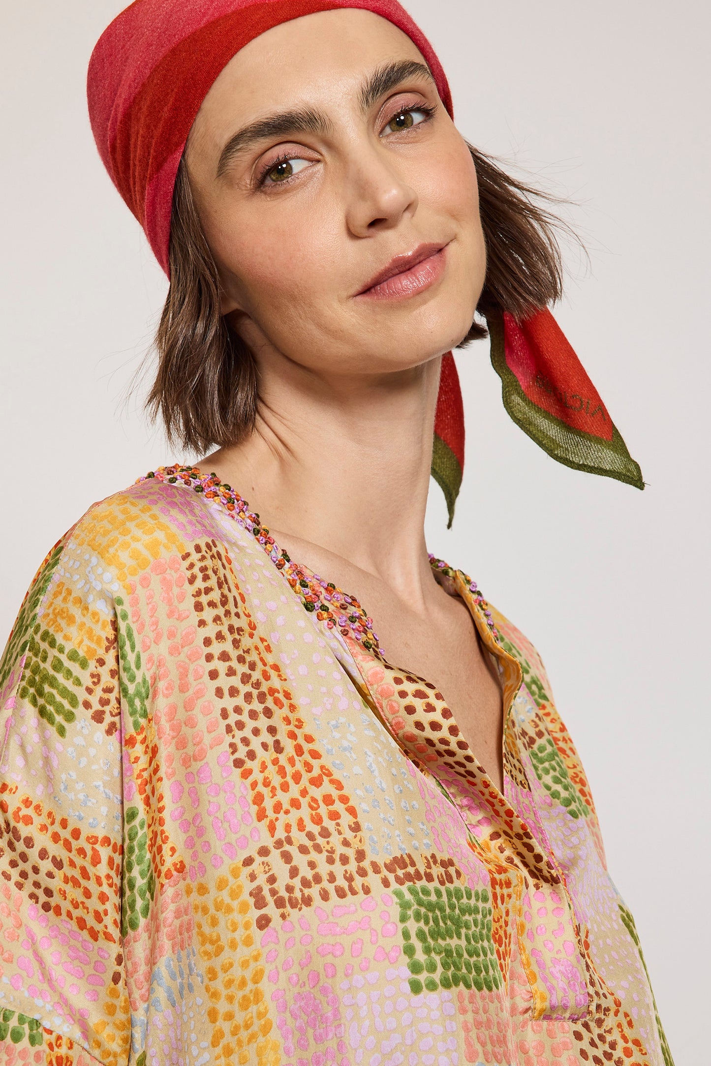 SILK ABORIGINAL TOP BEIGE