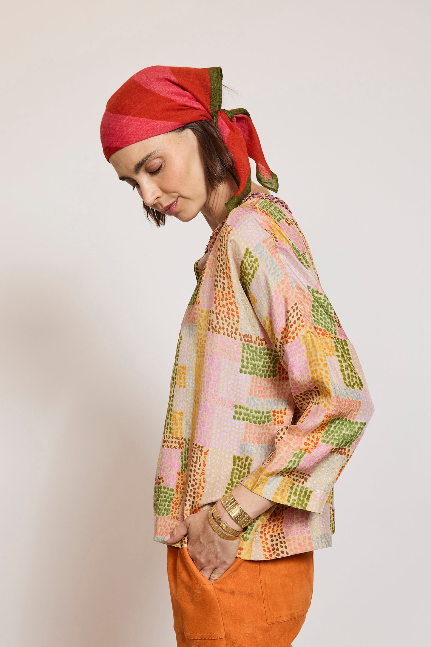 SILK ABORIGINAL TOP BEIGE