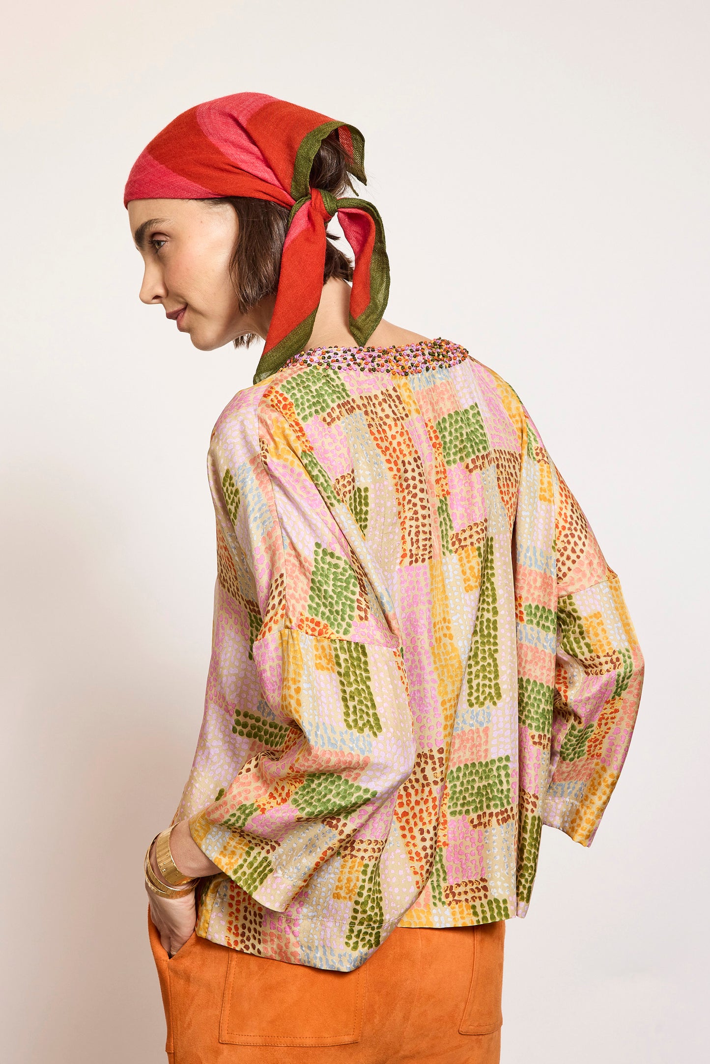 SILK ABORIGINAL TOP BEIGE