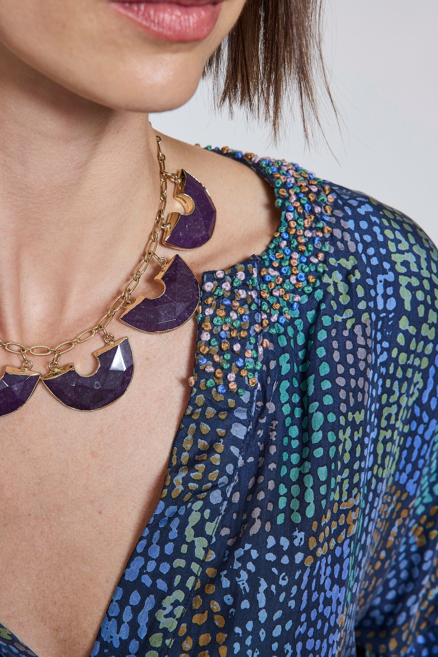 SILK ABORIGINAL TOP NAVY