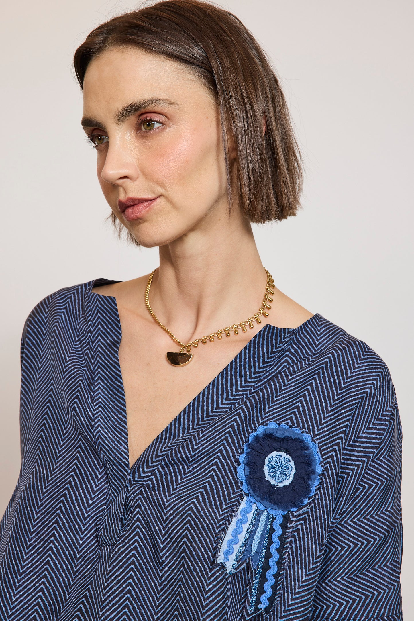 SILK COCKADE TOP NAVY