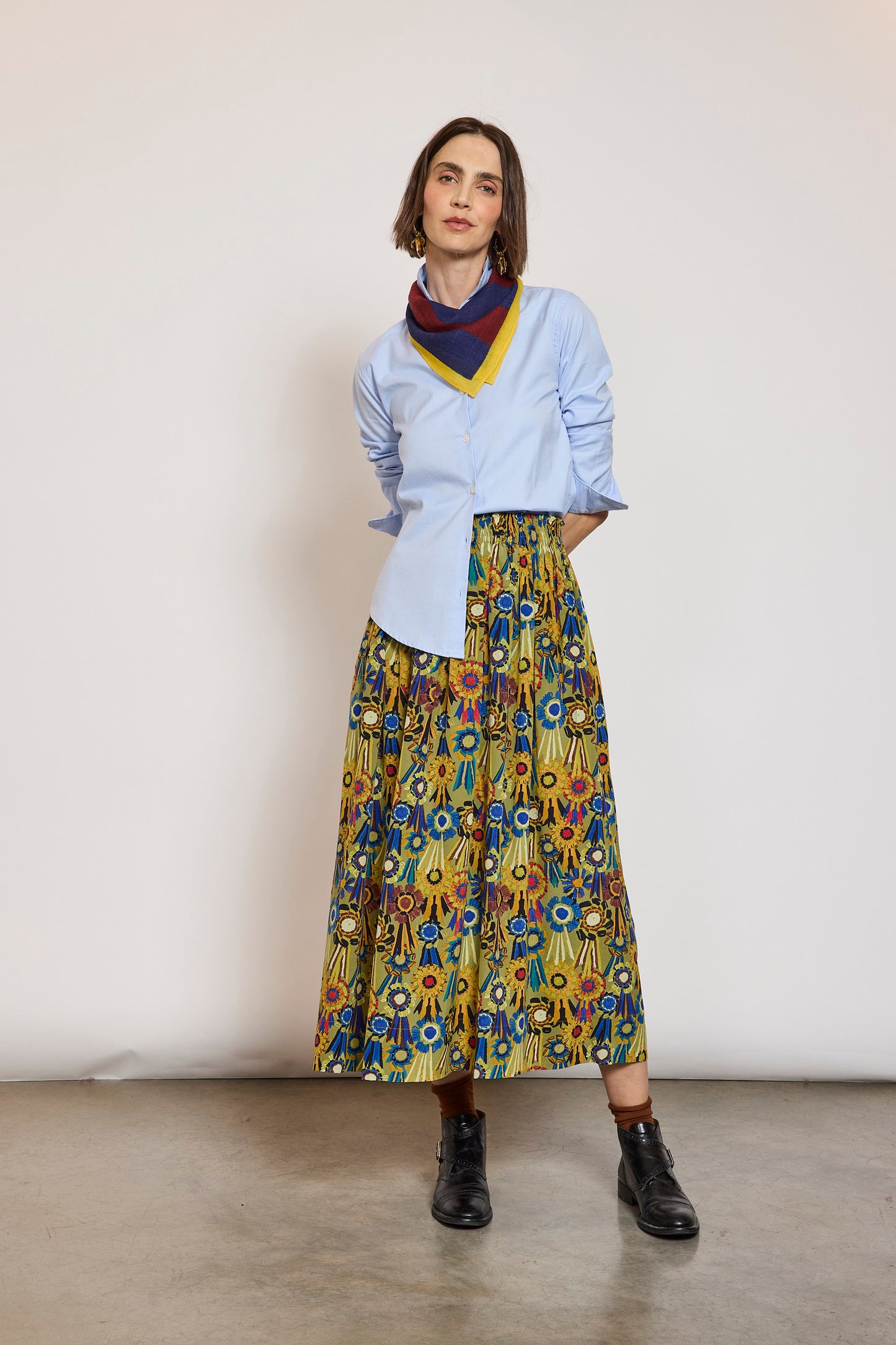 JUPE EN CRÊPE COCARDE MULTICOLORE