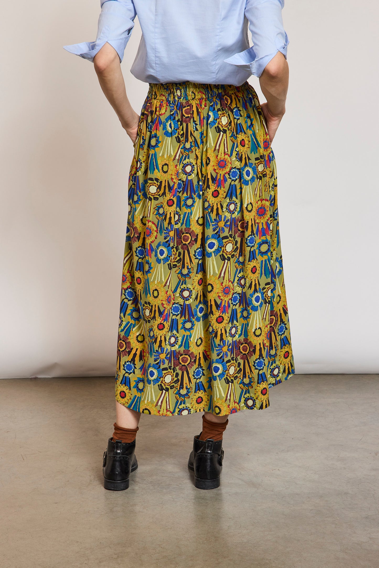 JUPE EN CRÊPE COCARDE MULTICOLORE