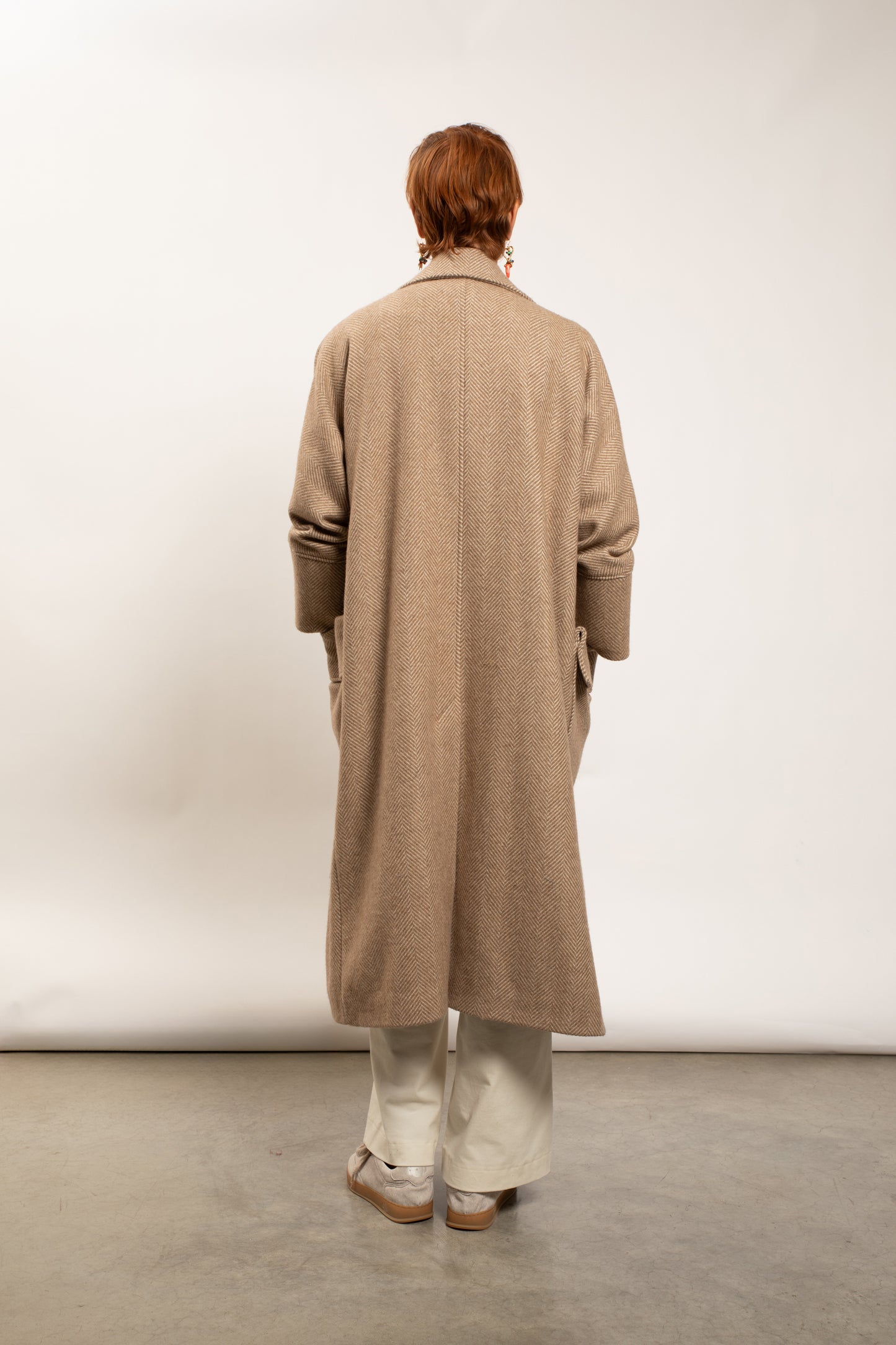 LONG HERRINGBONE COAT CAMEL
