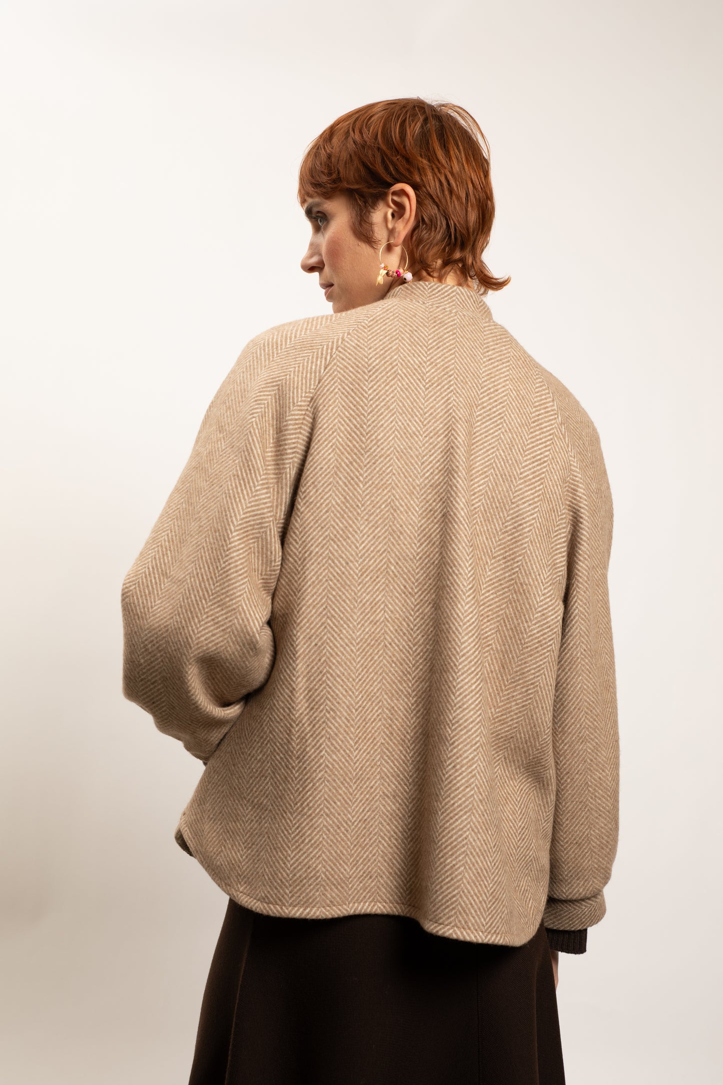 LONG HERRINGBONE COAT CAMEL
