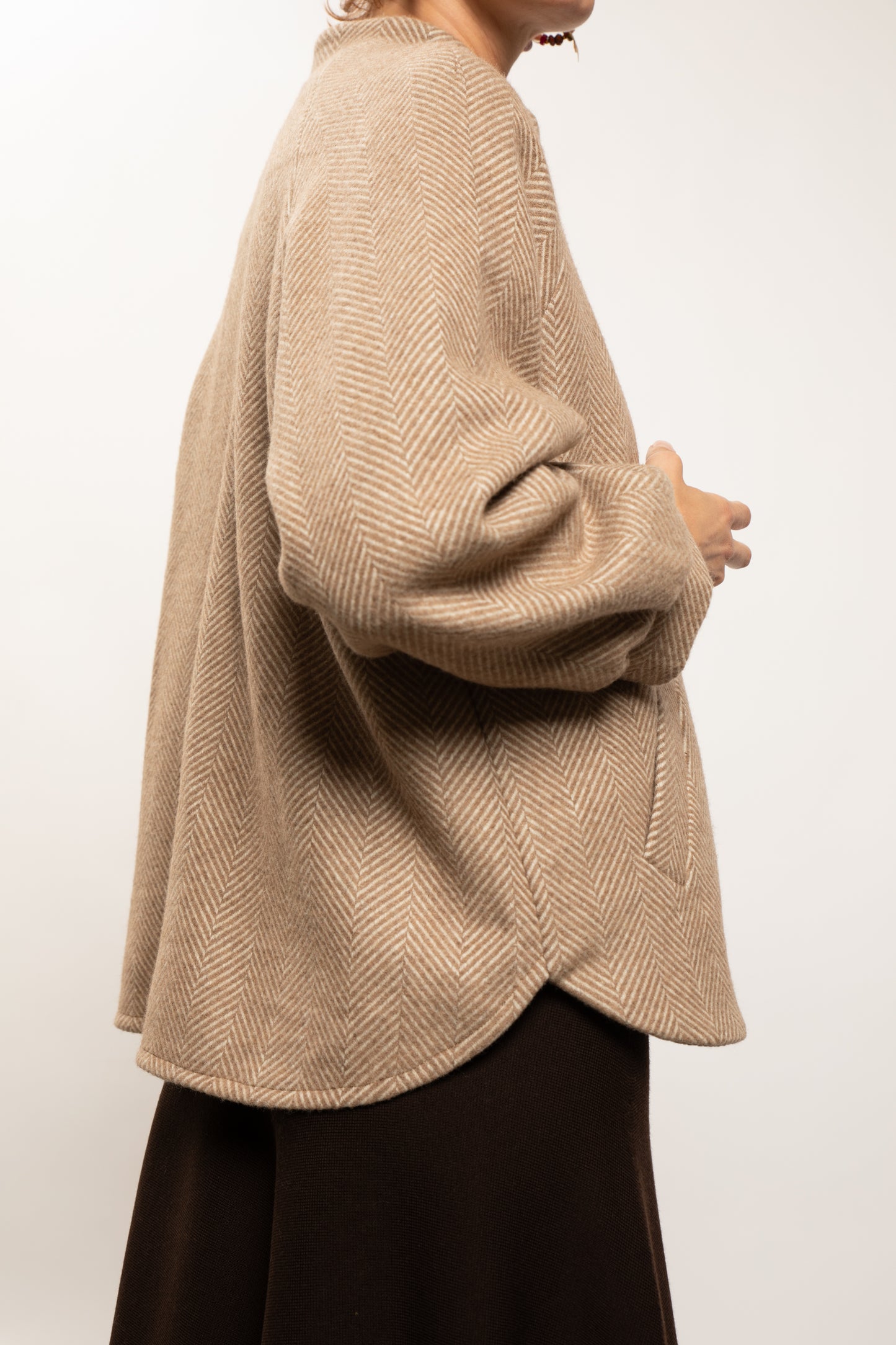 LONG HERRINGBONE COAT CAMEL