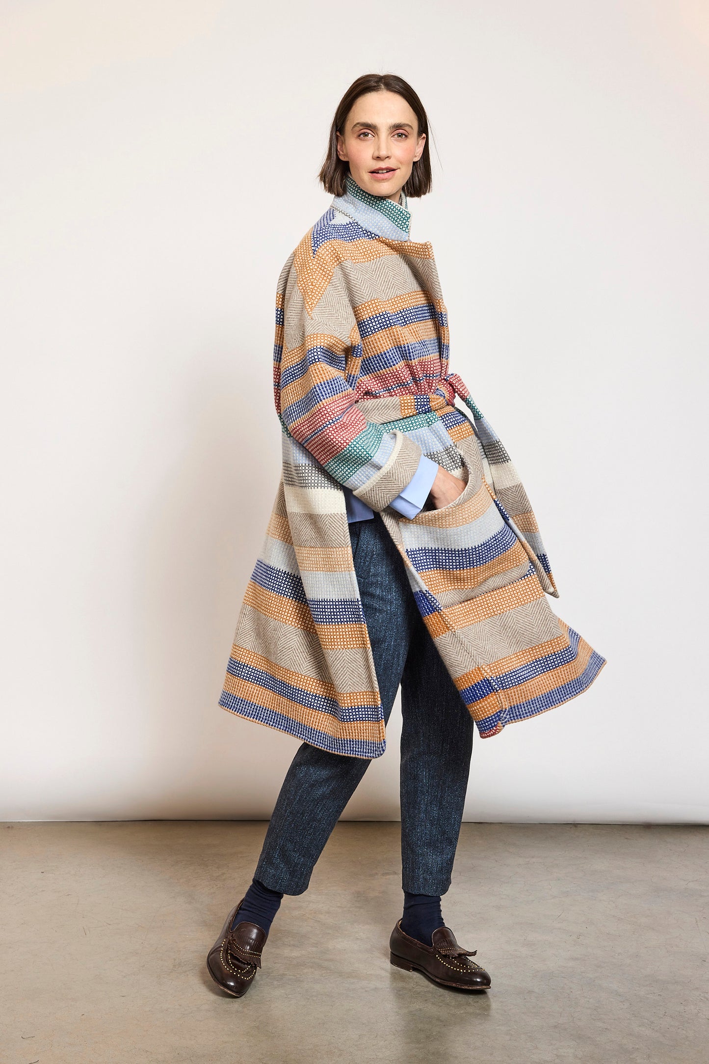 BELTED COAT MULTICOLORED