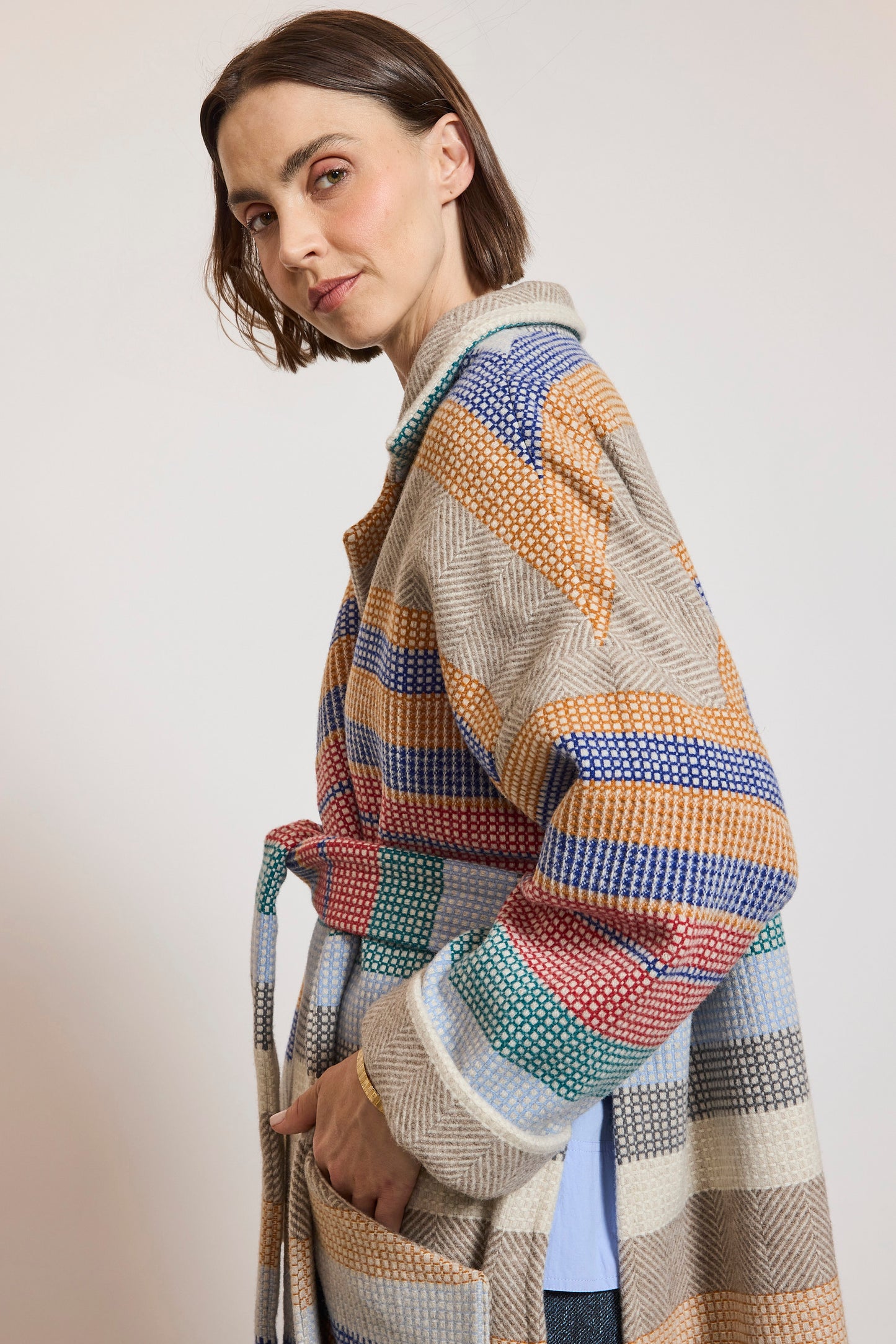 BELTED COAT MULTICOLORED