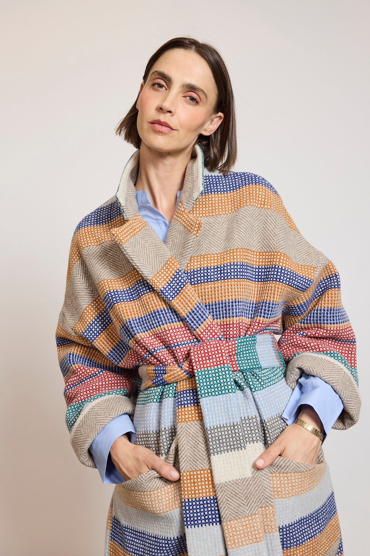 BELTED COAT MULTICOLORED