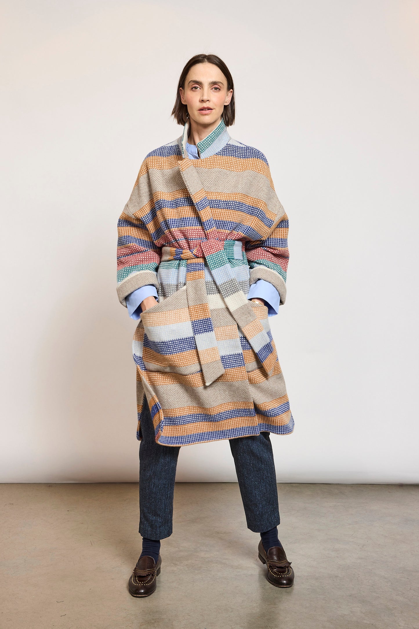 BELTED COAT MULTICOLORED