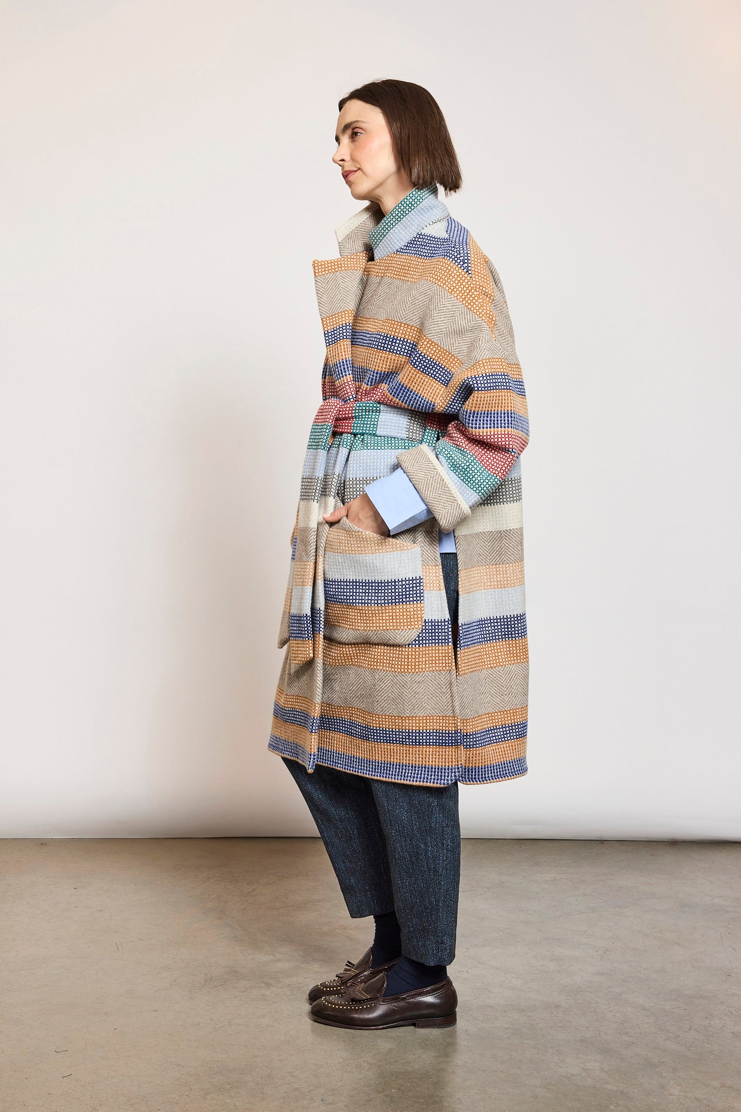 BELTED COAT MULTICOLORED