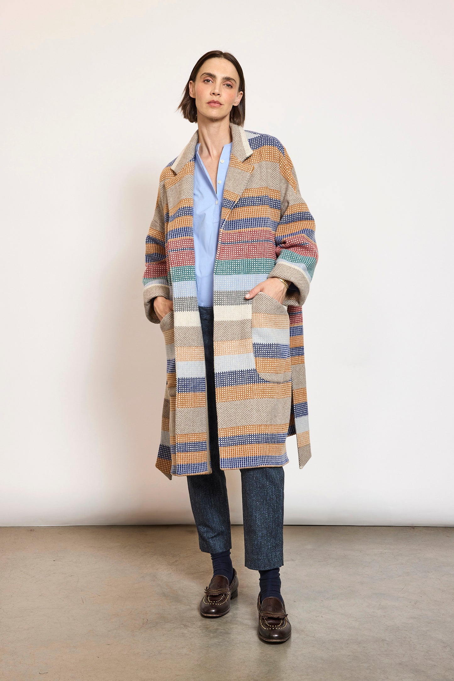 BELTED COAT MULTICOLORED