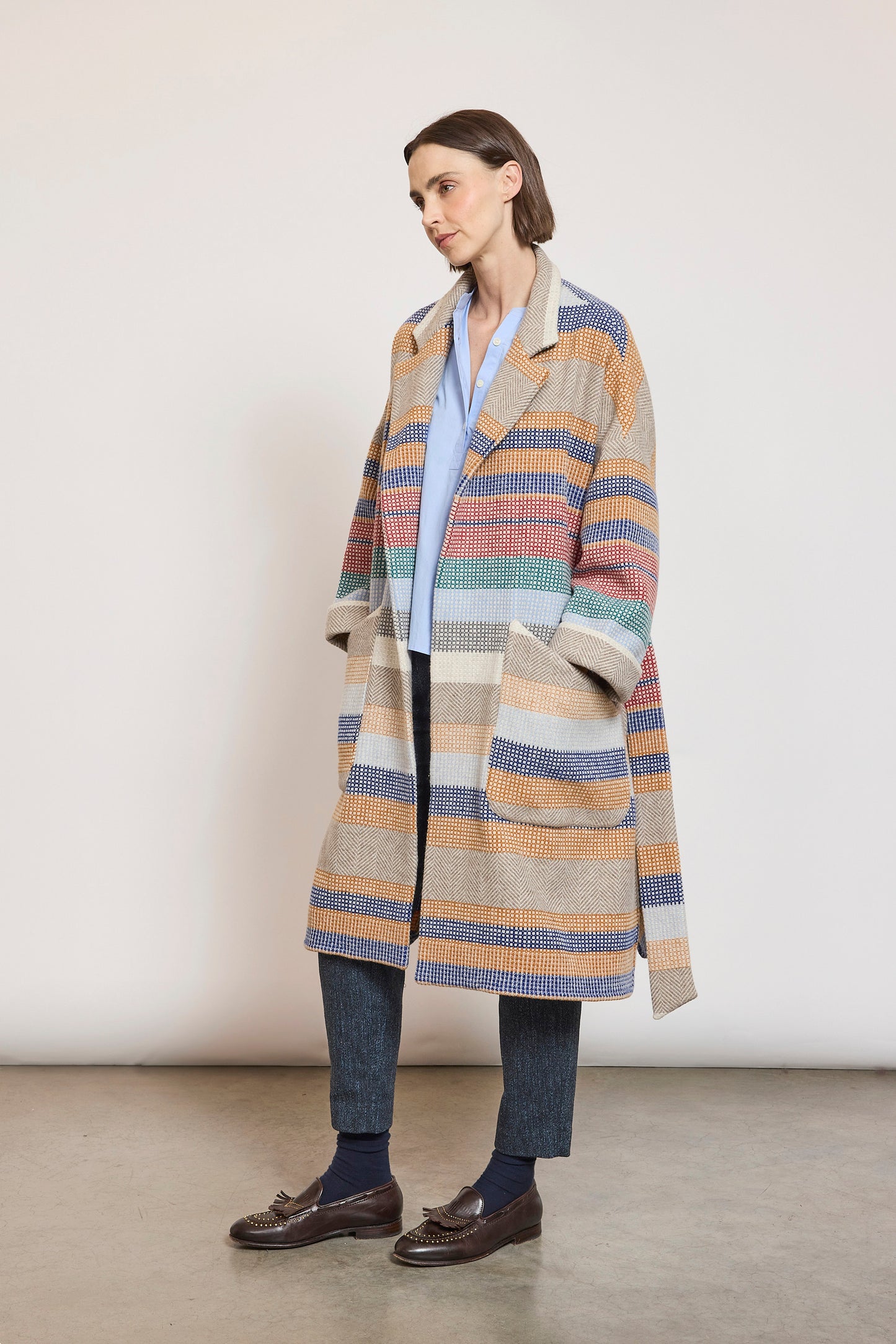 BELTED COAT MULTICOLORED