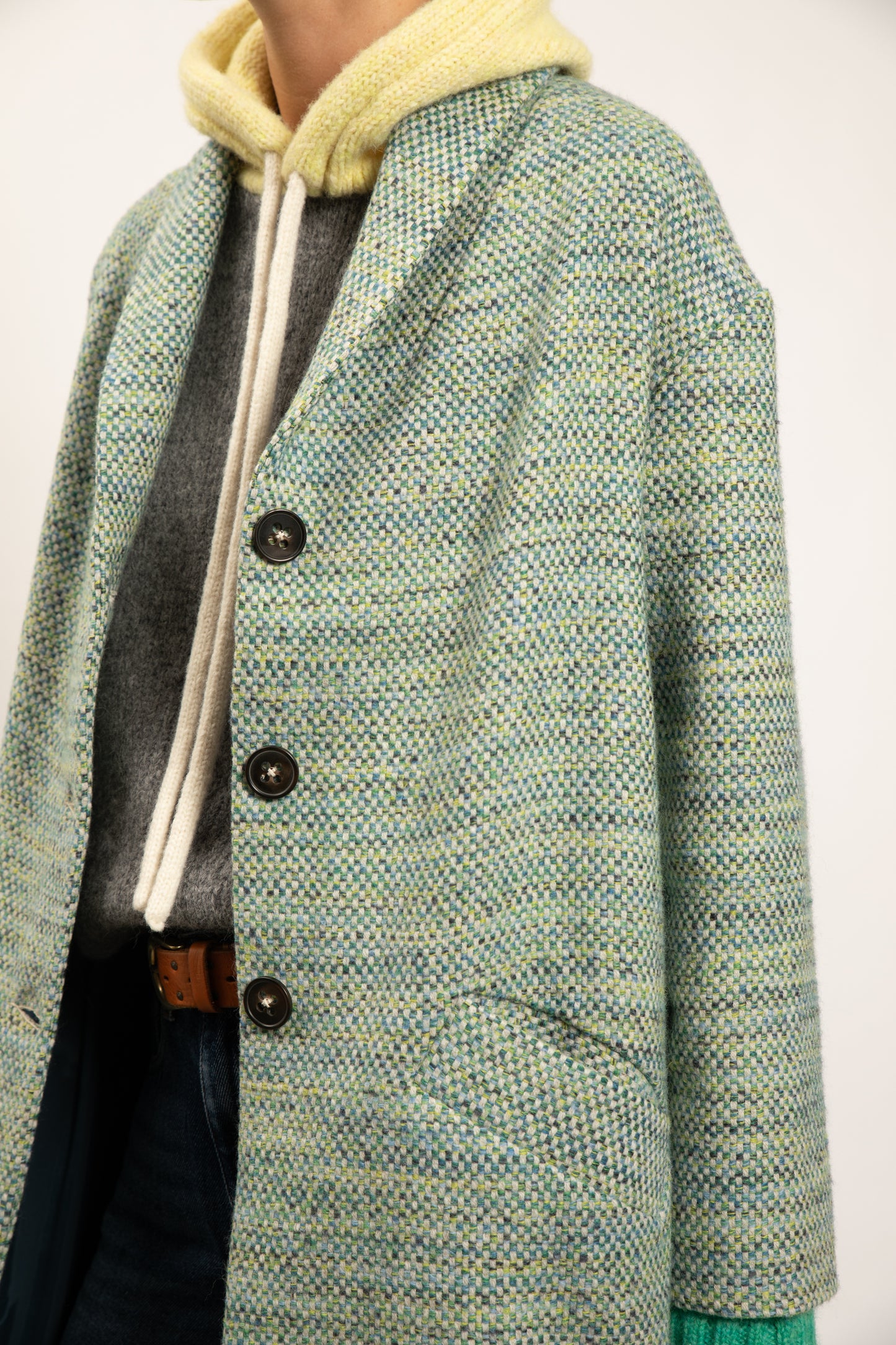 TWEEED COCOON COAT GREEN