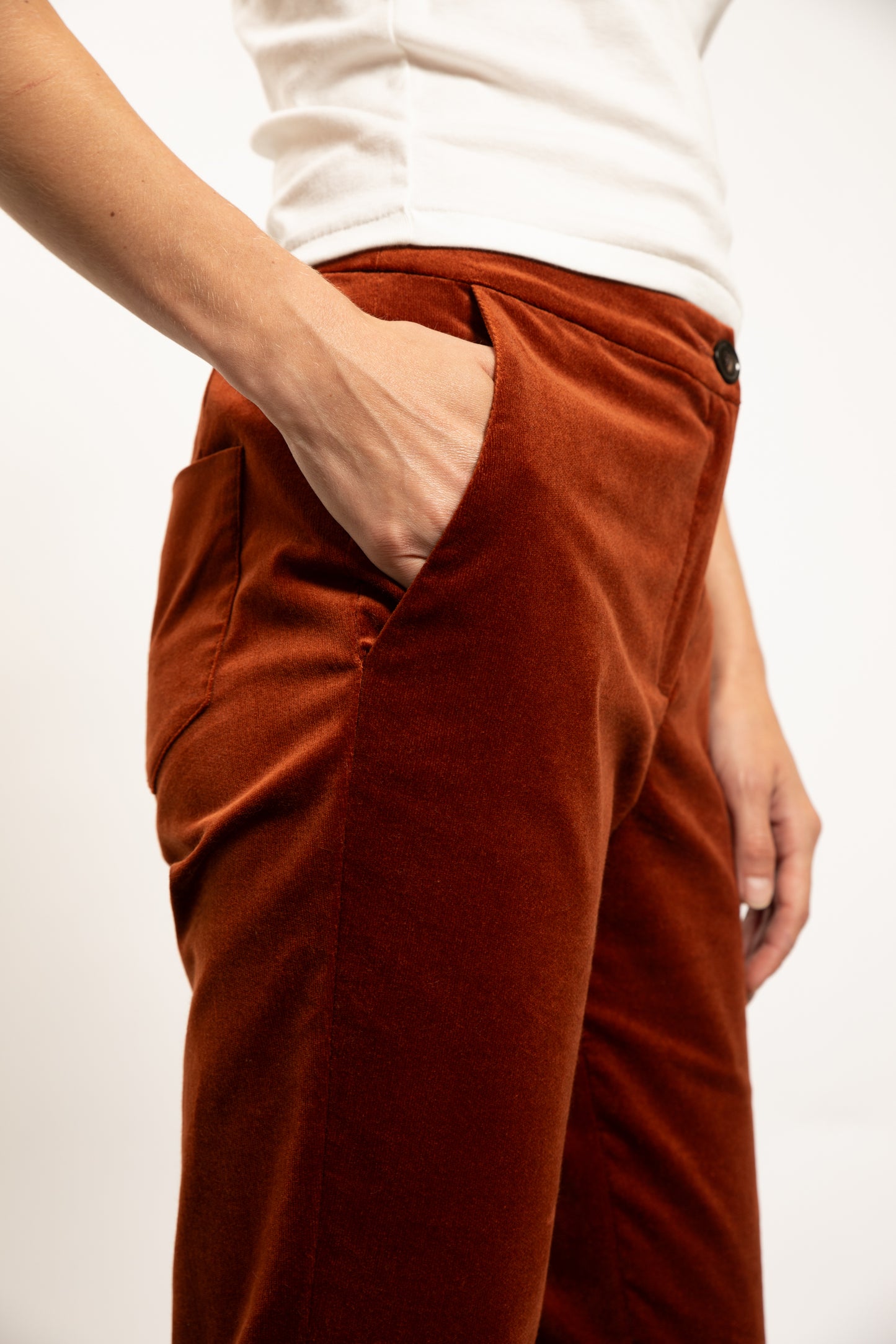 CORDUROY FITTED PANTS SQUIRREL