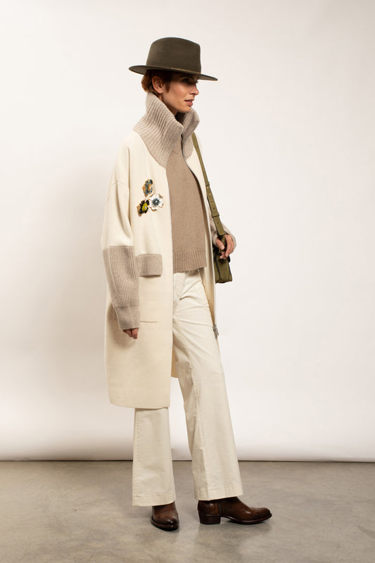 PANTALON À POCHES EN VELOURS NEIGE