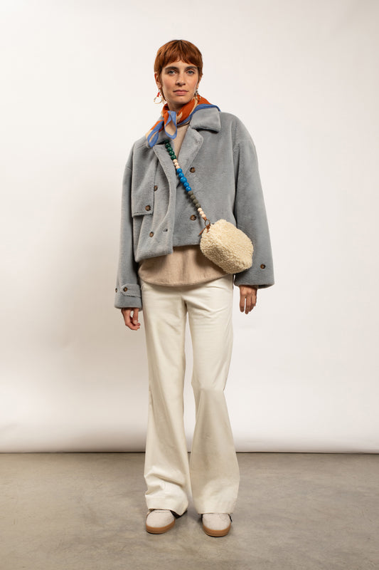 PANTALON À PONT EN VELOURS NEIGE