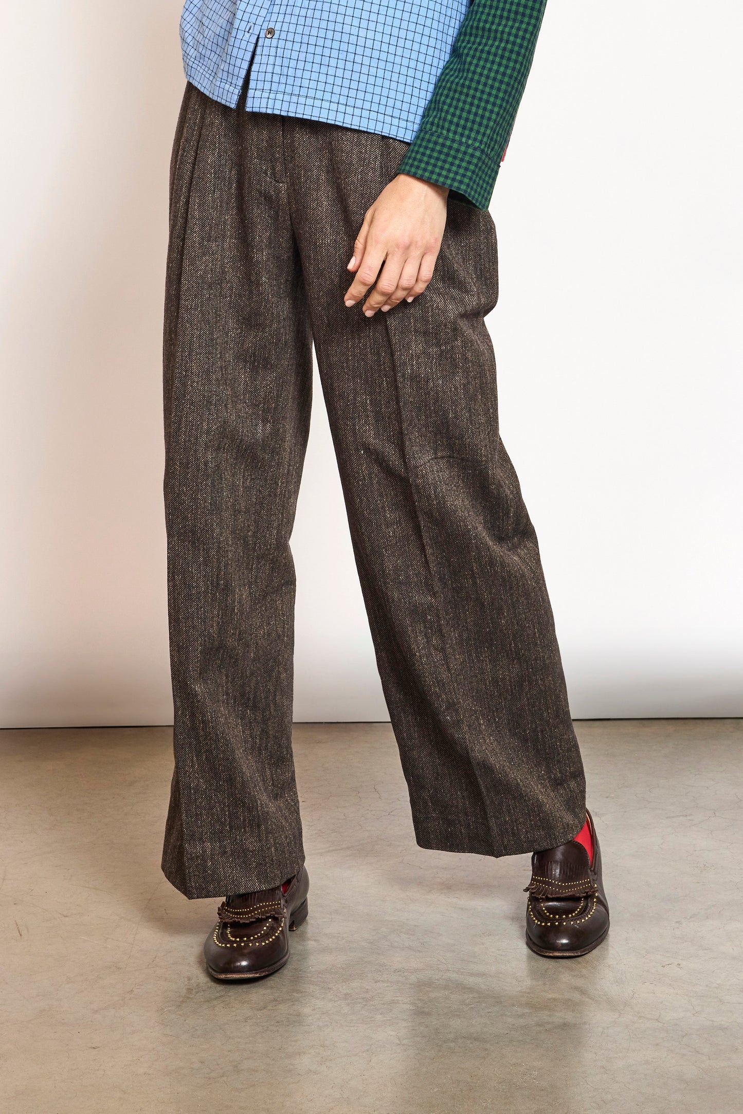 PANTALON À PINCES JEAN CHOCO