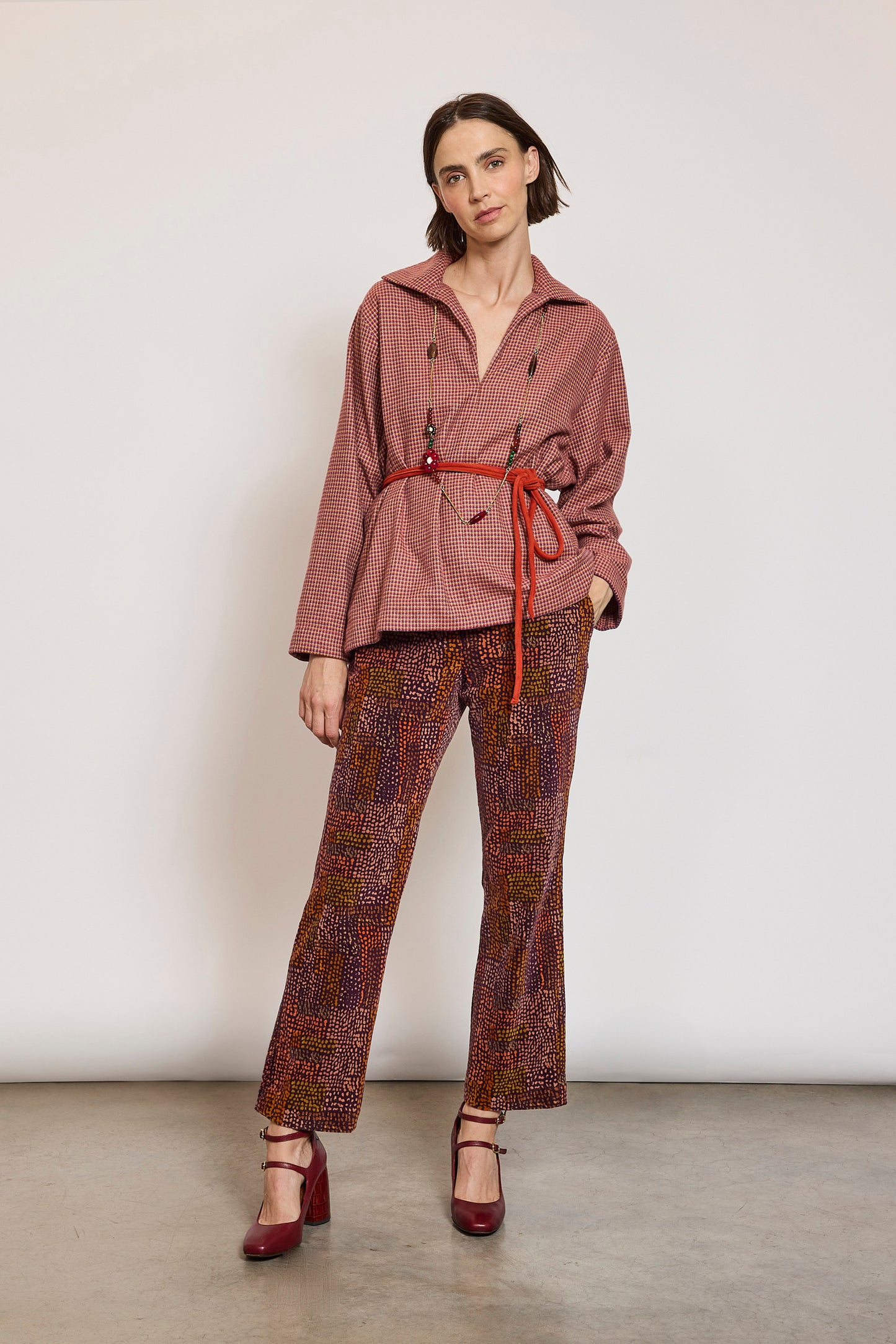 PANTALON EN VELOURS ABORIGÈNE CHOCO