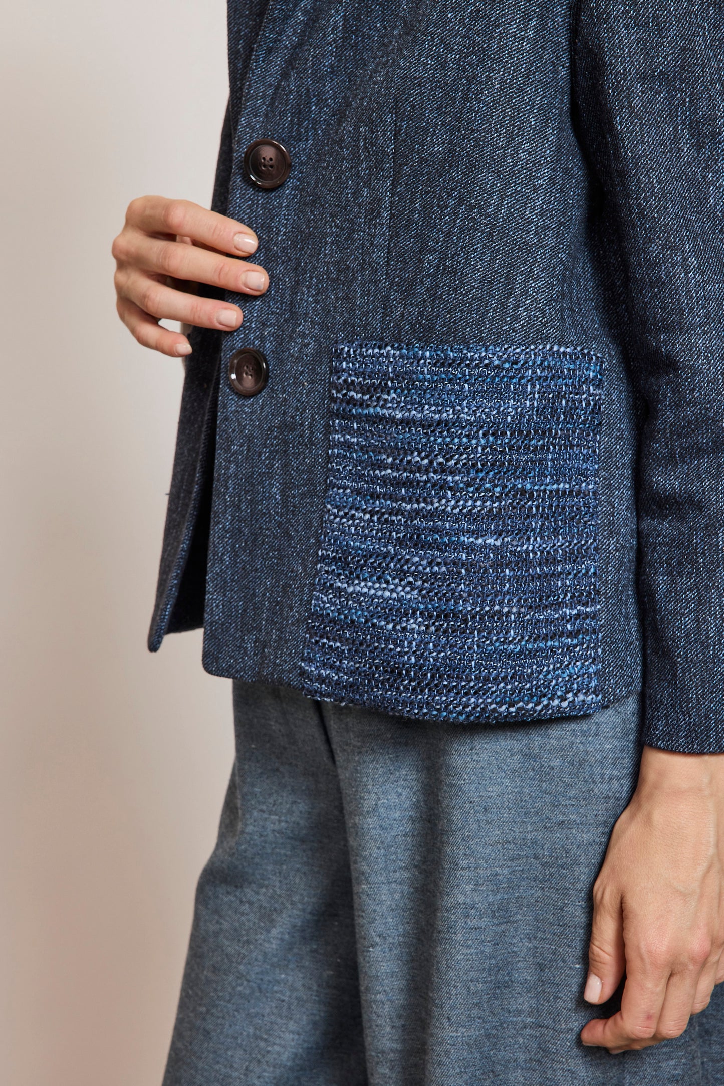 PATCH POCKETS JACKET BLUE DENIM
