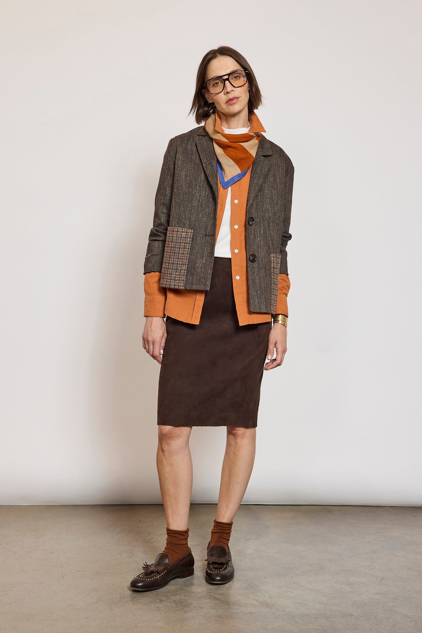 PATCH POCKETS JACKET COCOA DENIM