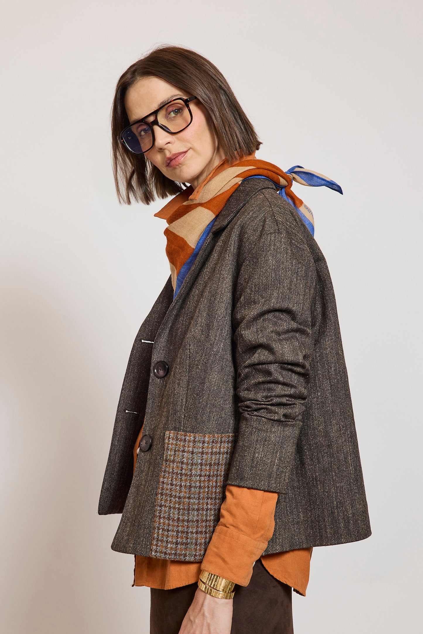 PATCH POCKETS JACKET COCOA DENIM