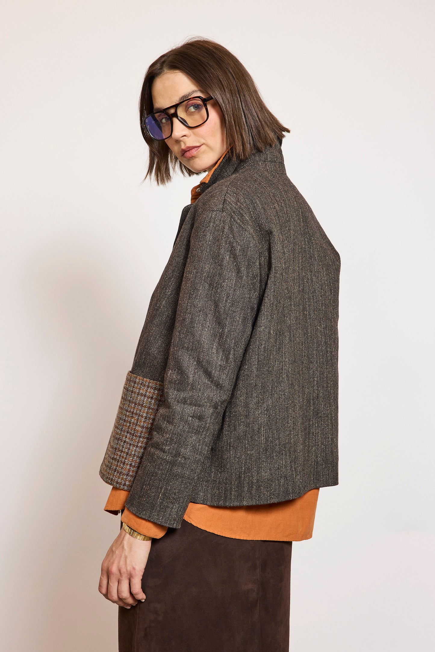 PATCH POCKETS JACKET COCOA DENIM