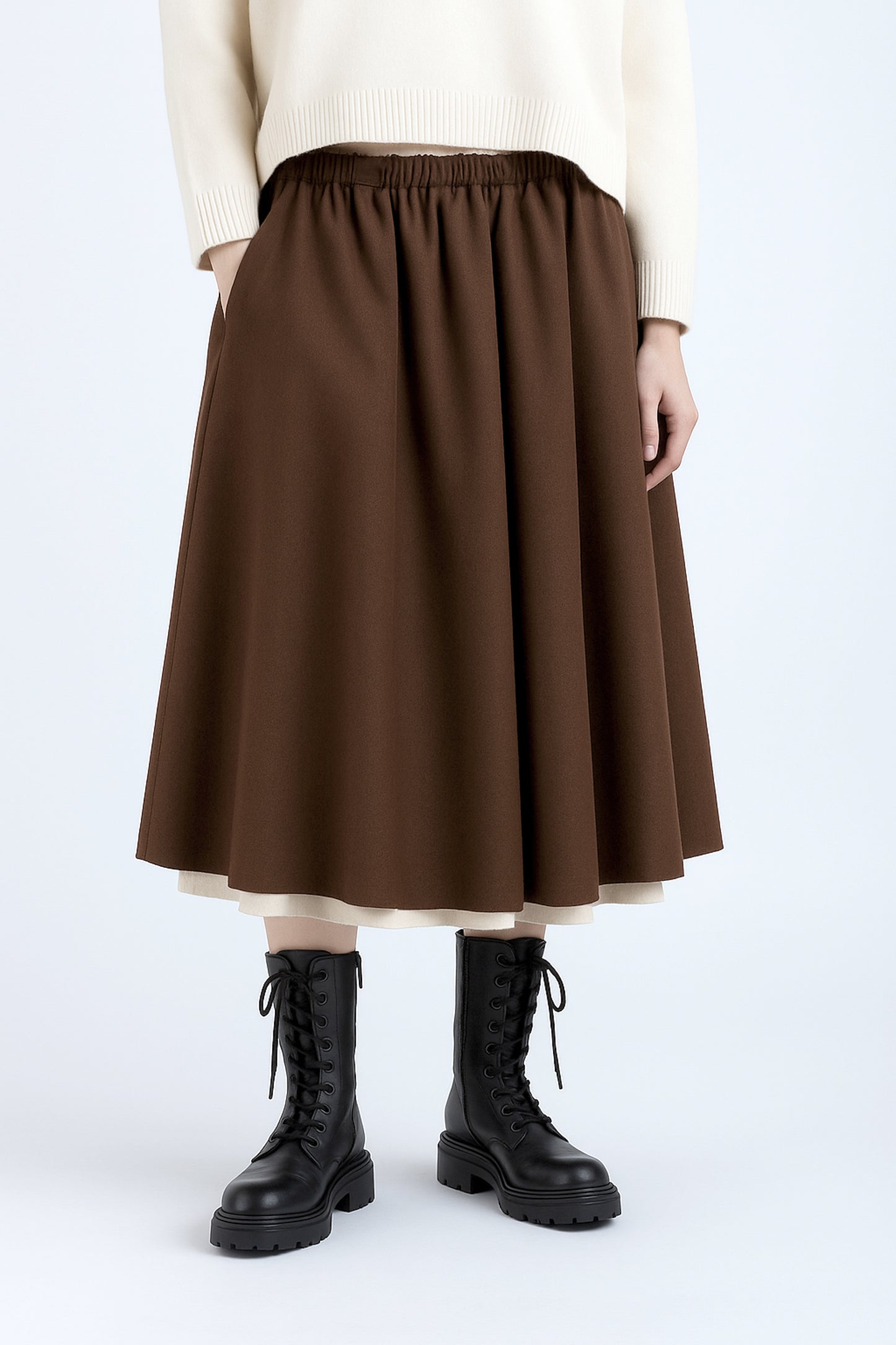 JUPE EN FLANELLE NOISETTE