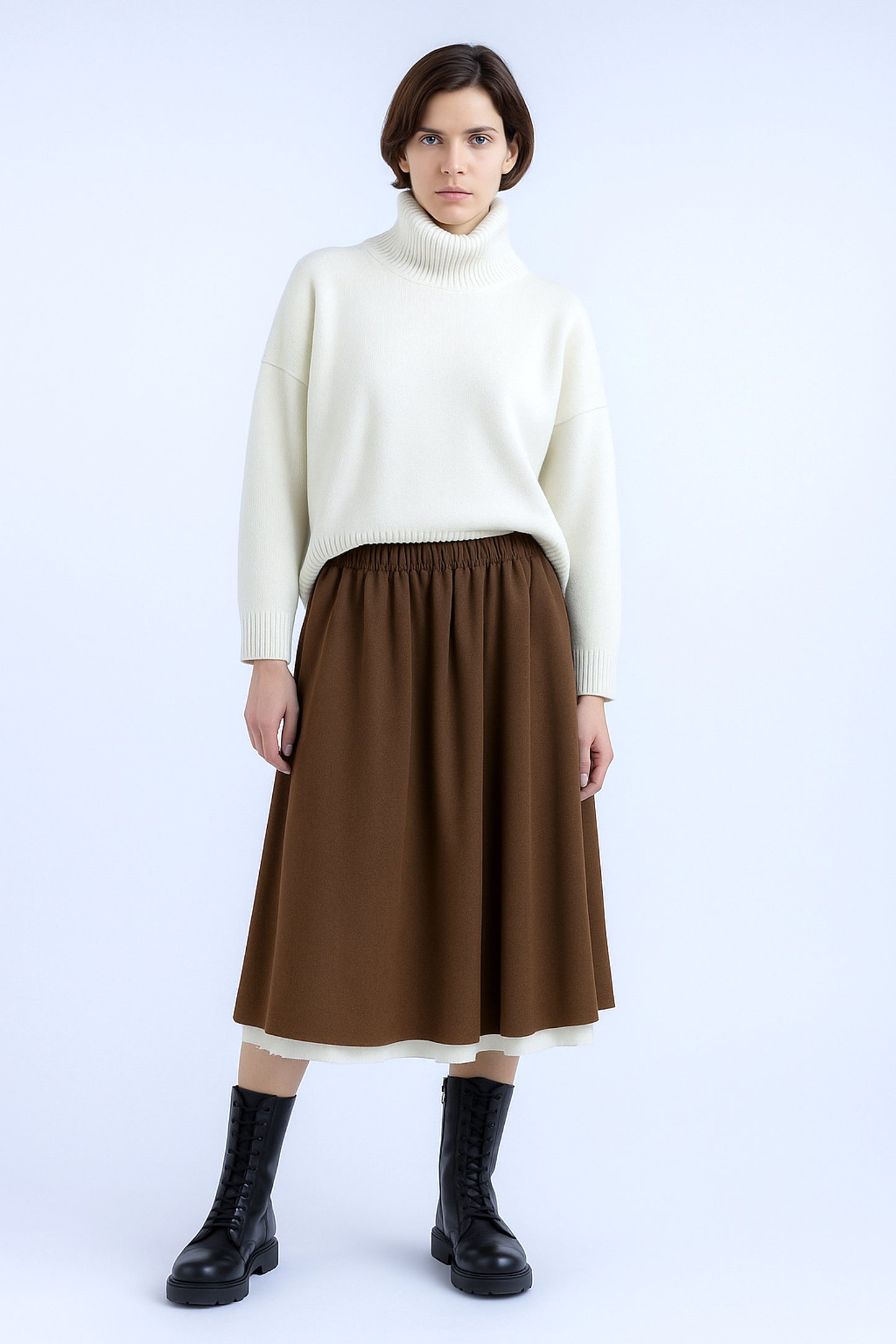 JUPE EN FLANELLE NOISETTE