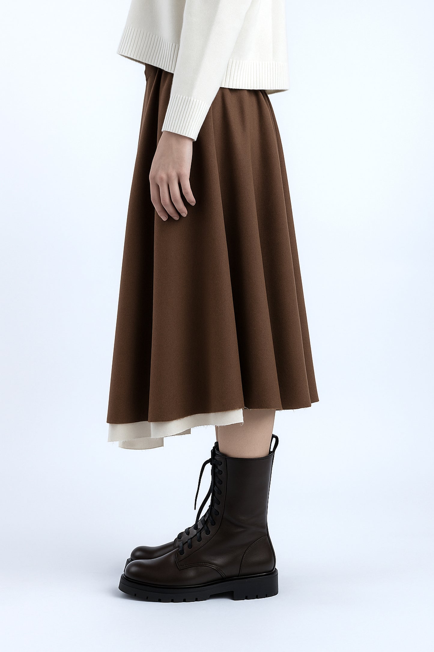 JUPE EN FLANELLE NOISETTE