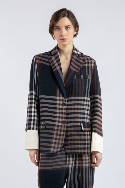 VESTE À CARREAUX MARINE