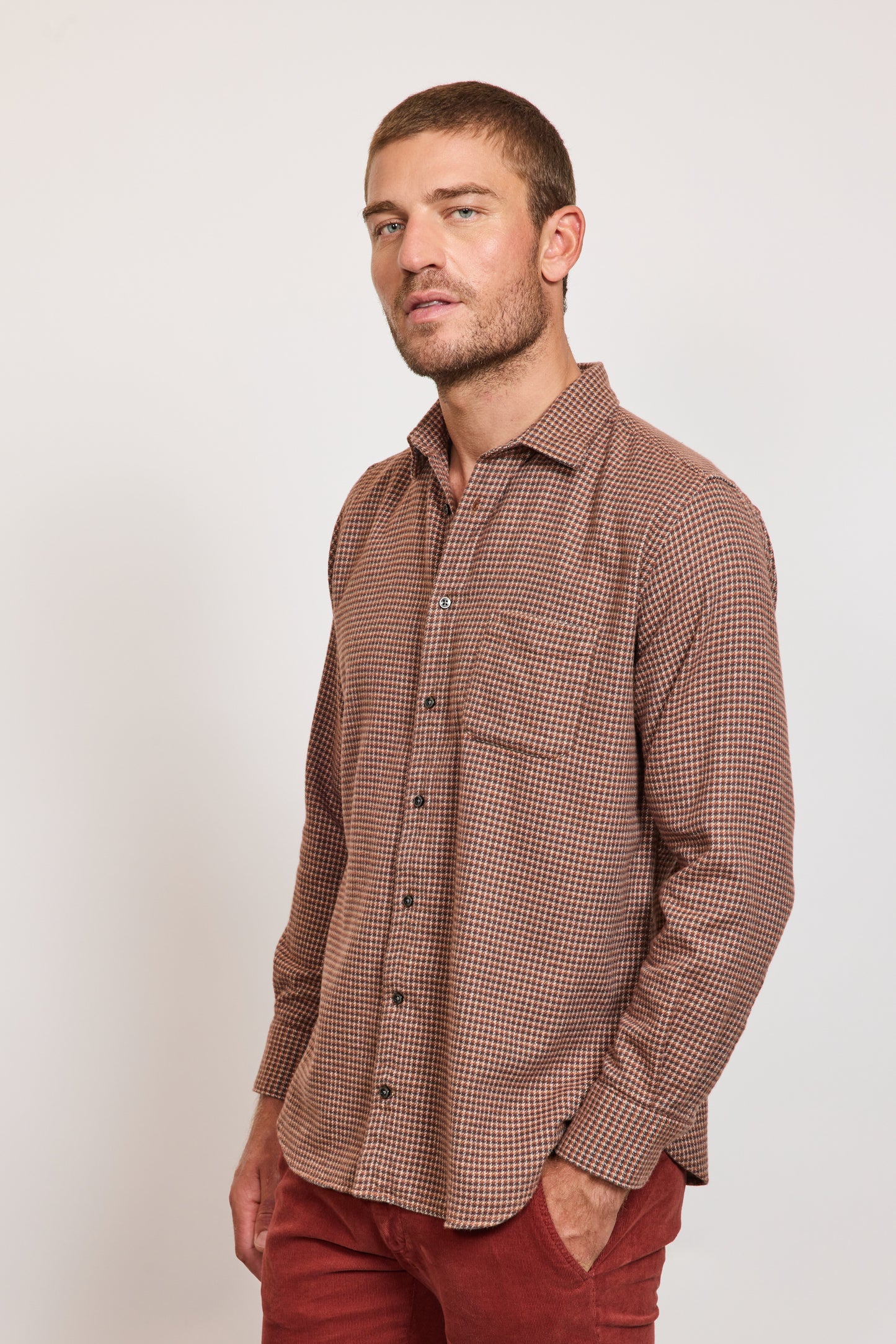 CHEMISE DROITE PILOU CARREAUX CHOCO