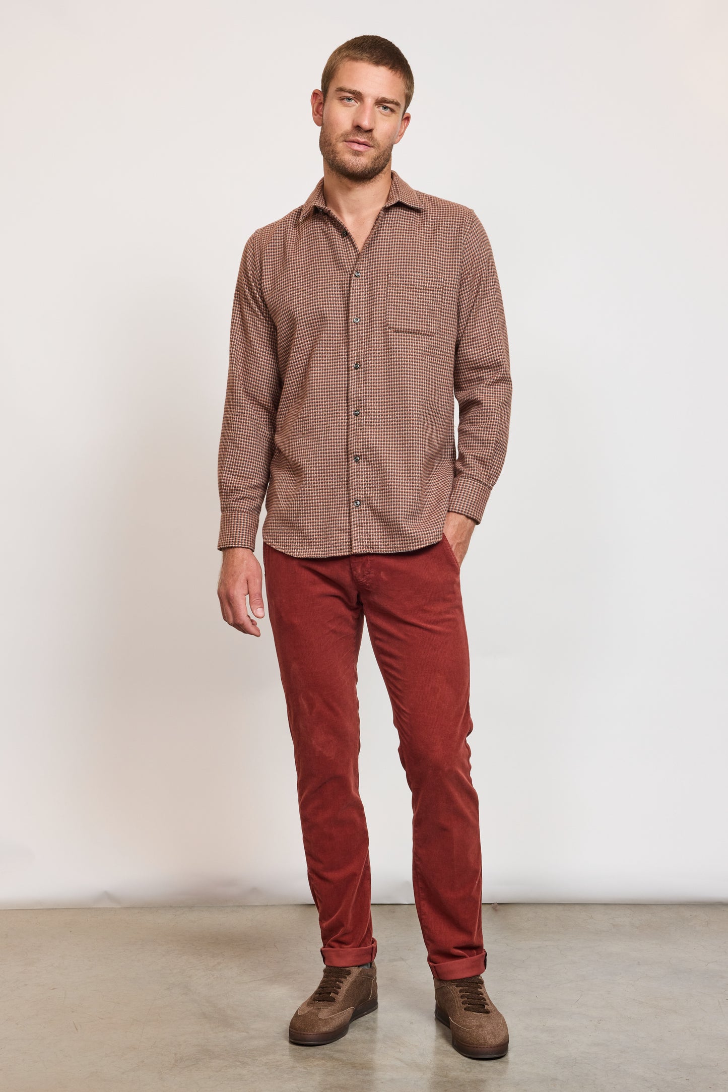 CHEMISE DROITE PILOU CARREAUX CHOCO