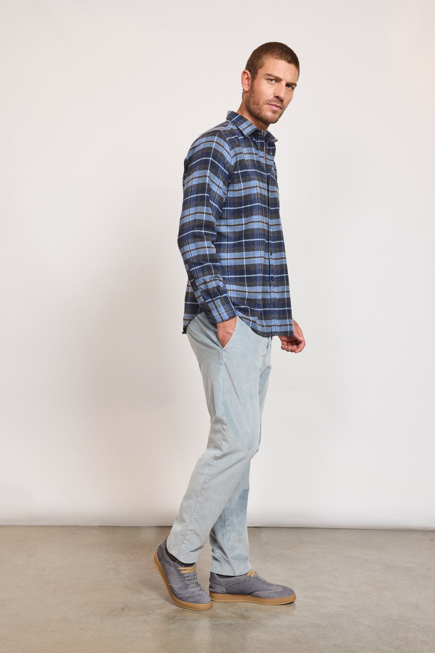 PANTALON VELOURS BLEU