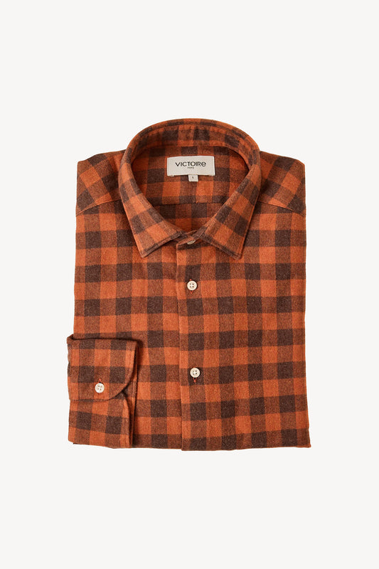 CHEMISE AJUSTÉE PILOU CARREAUX ORANGE