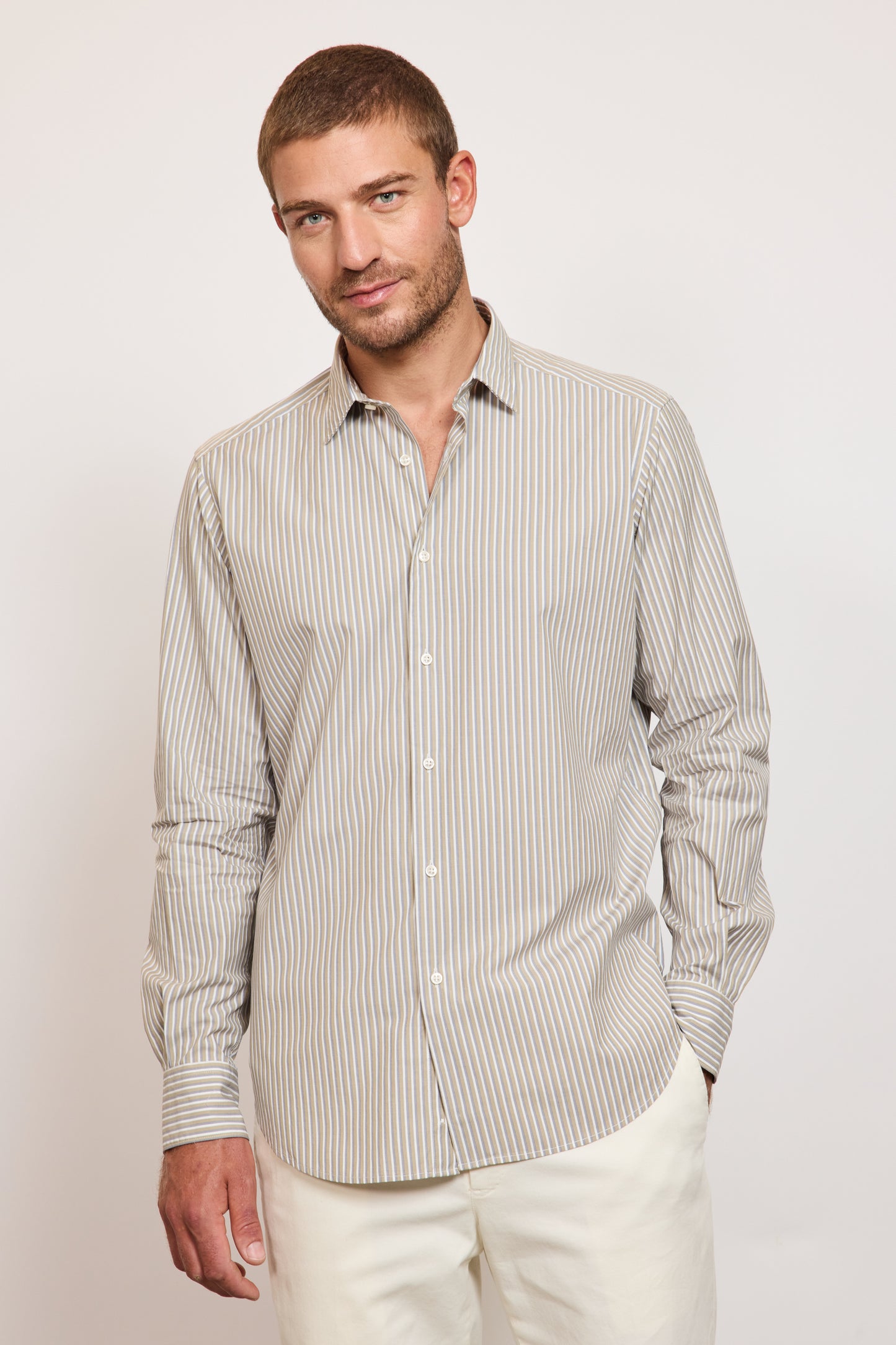 CHEMISE AJUSTÉE SPORT RAYURES BRONZE