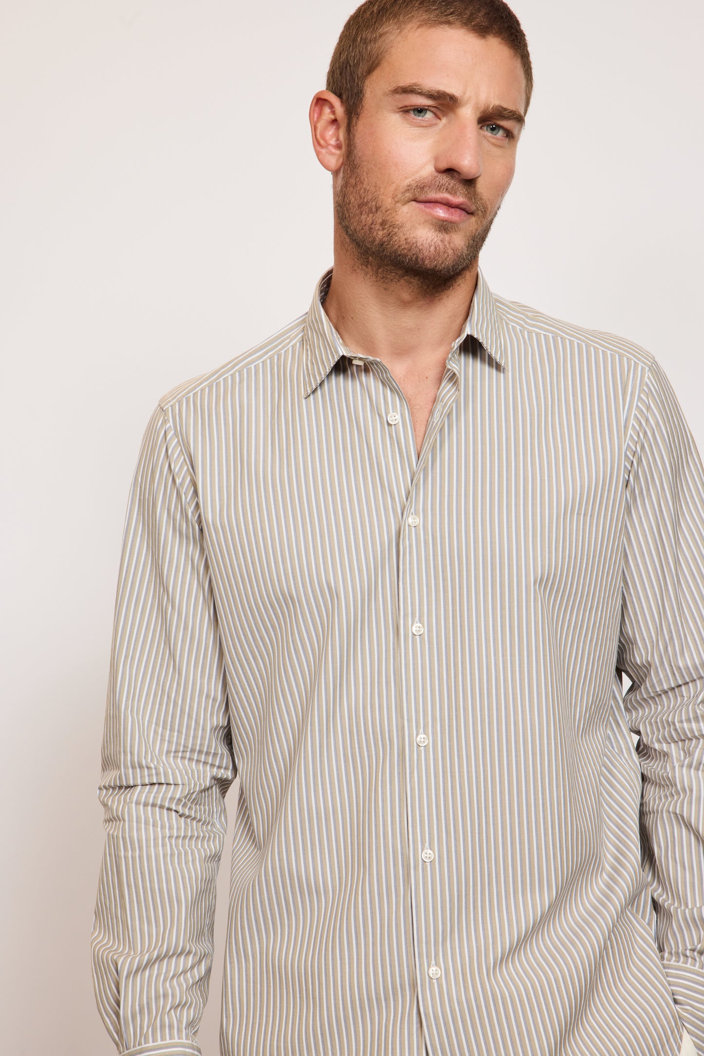 CHEMISE AJUSTÉE SPORT RAYURES BRONZE