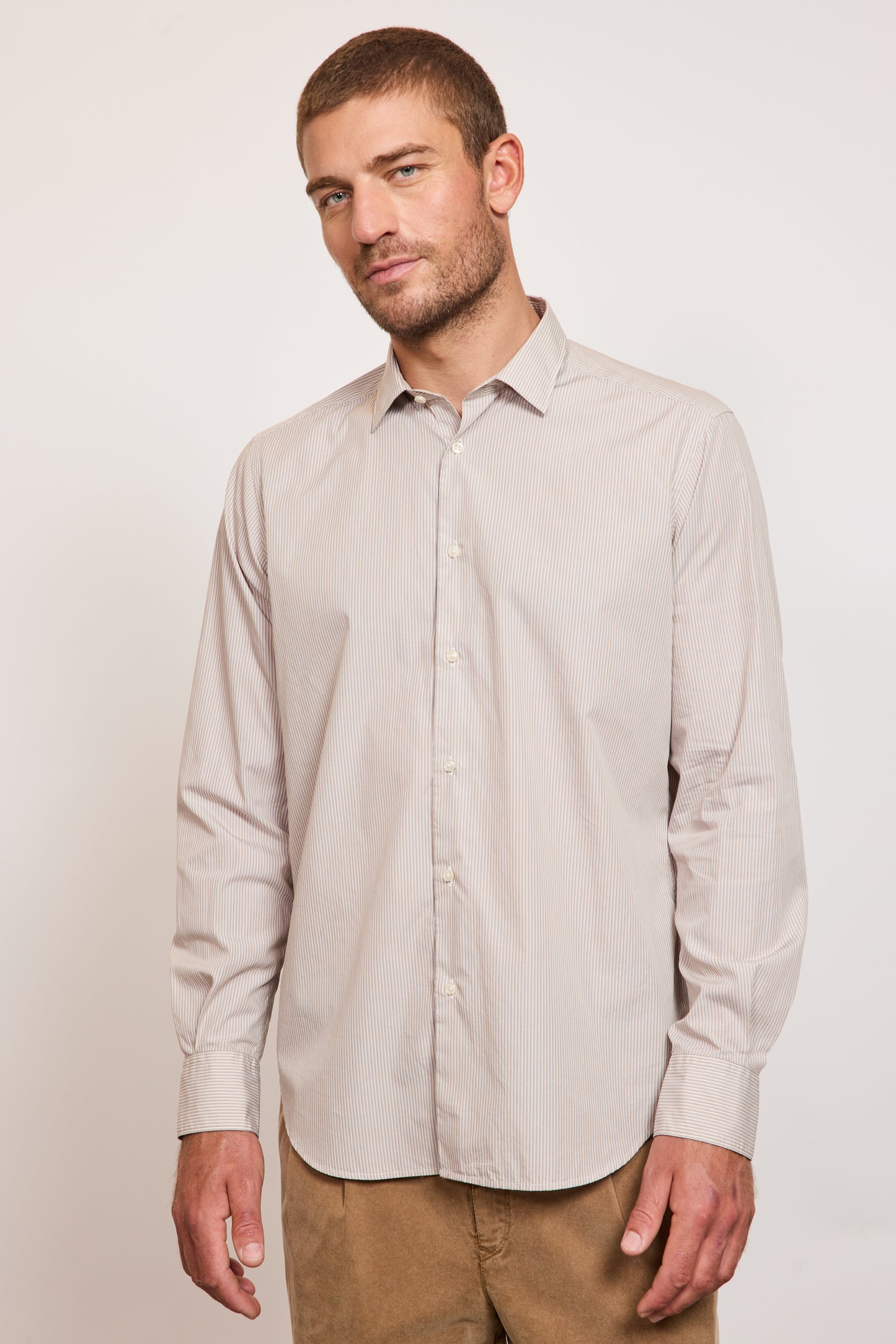 SEMI SLIM SHIRT SAND STRIPES