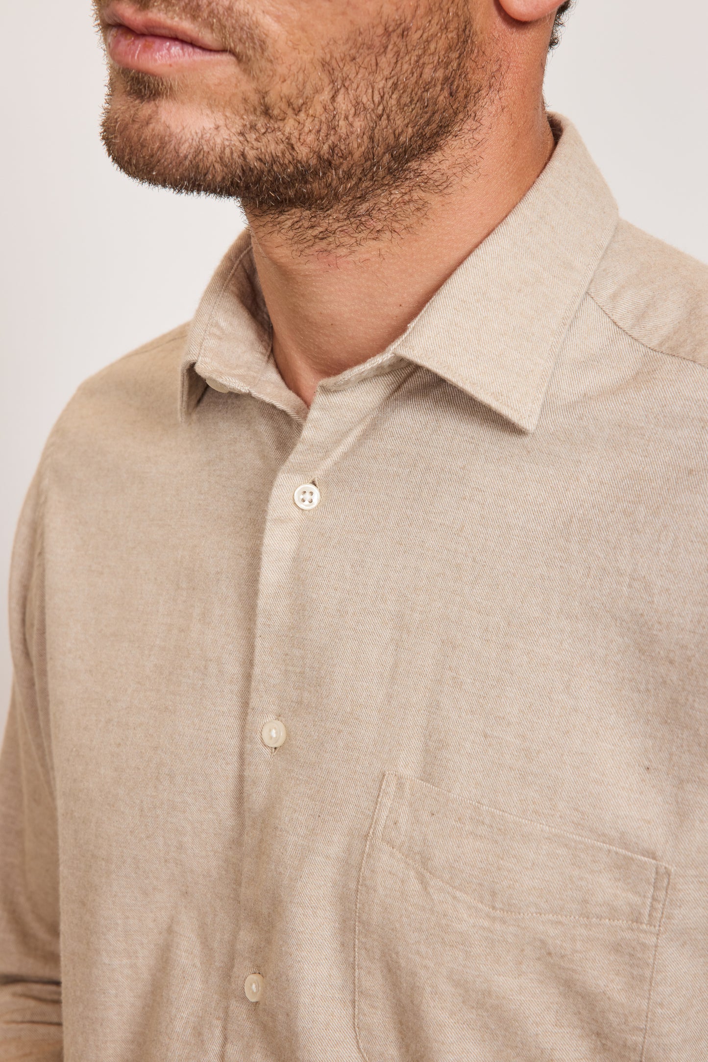 CASHMERE SEMI SLIM SHIRT SAND