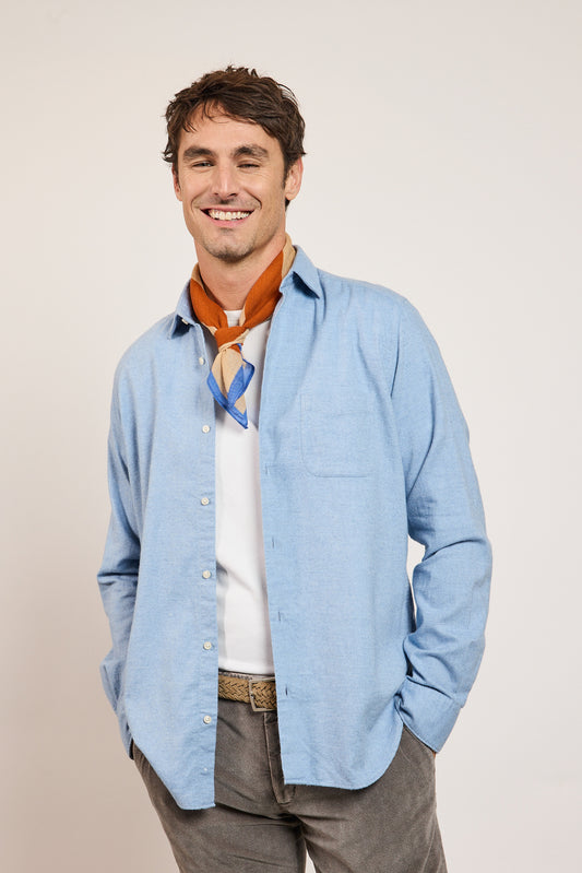 CHEMISE AJUSTÉE CACHEMIRE CIEL