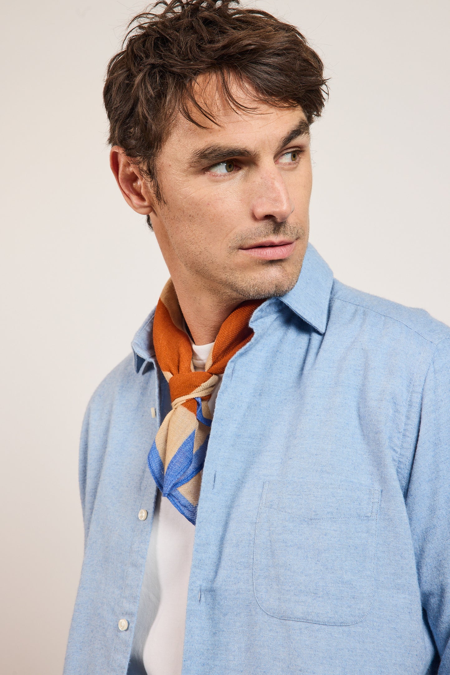 CASHMERE SEMI SLIM SHIRT SKY BLUE