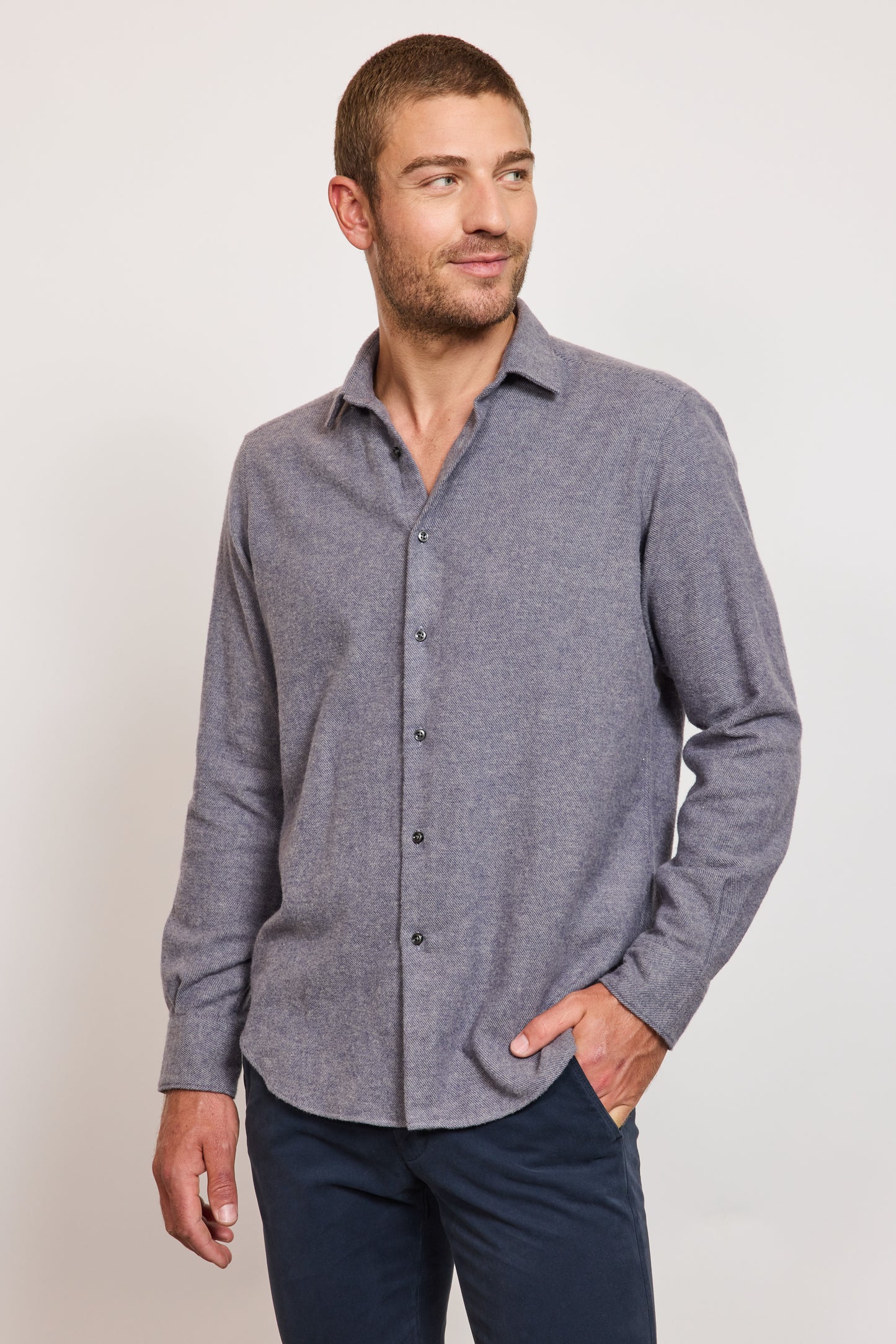 ORGANIC SEMI SLIM SHIRT BLUE