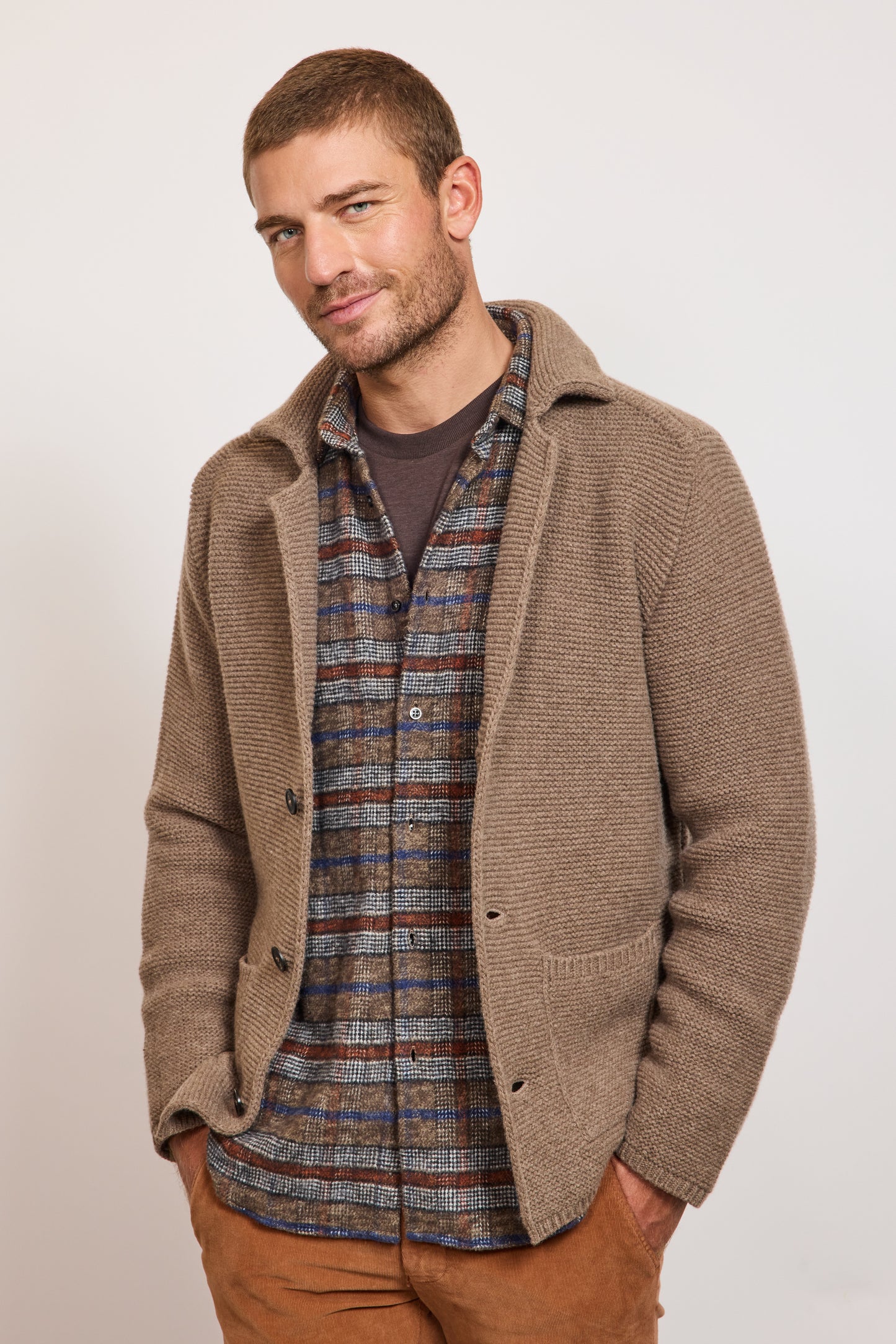 VESTE MAILLE EN LAINE TAUPE