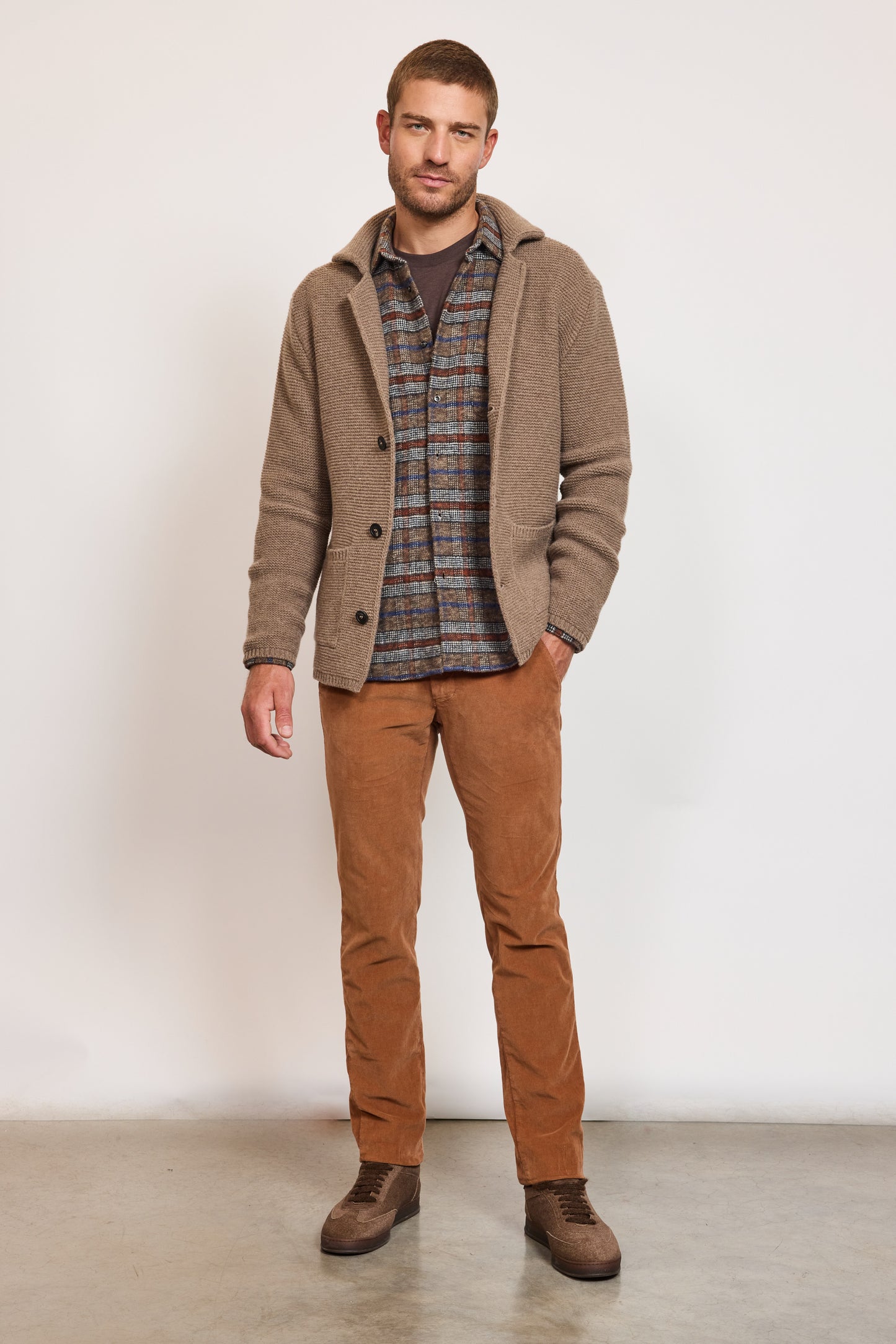 VESTE MAILLE EN LAINE TAUPE