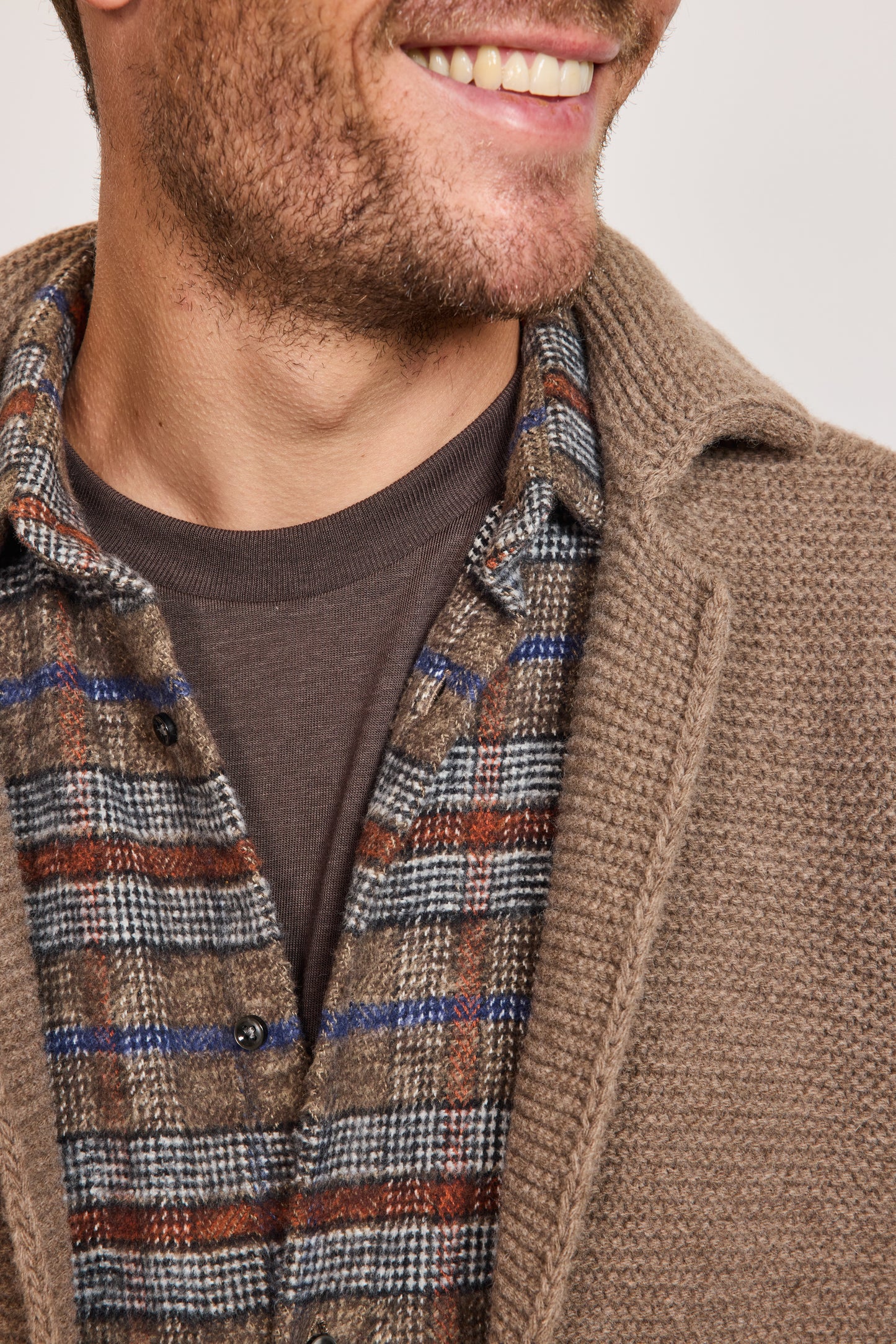 VESTE MAILLE EN LAINE TAUPE