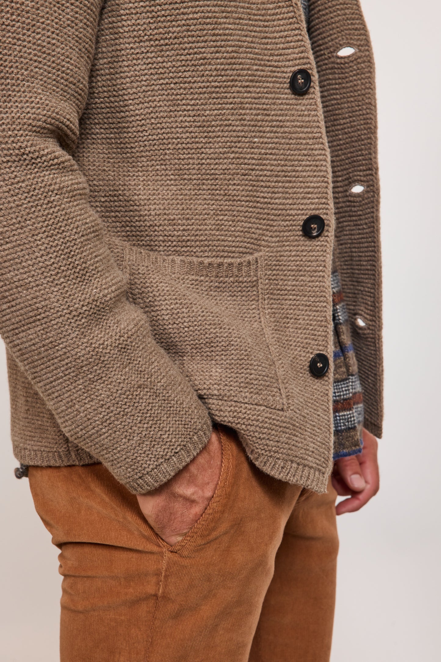 VESTE MAILLE EN LAINE TAUPE