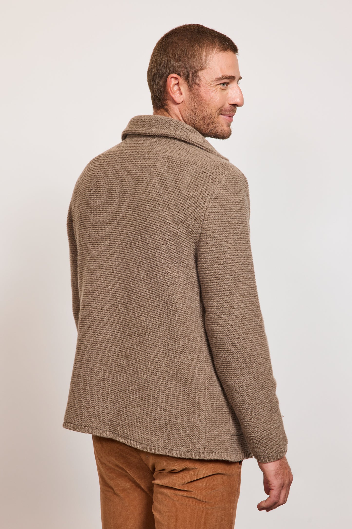 VESTE MAILLE EN LAINE TAUPE